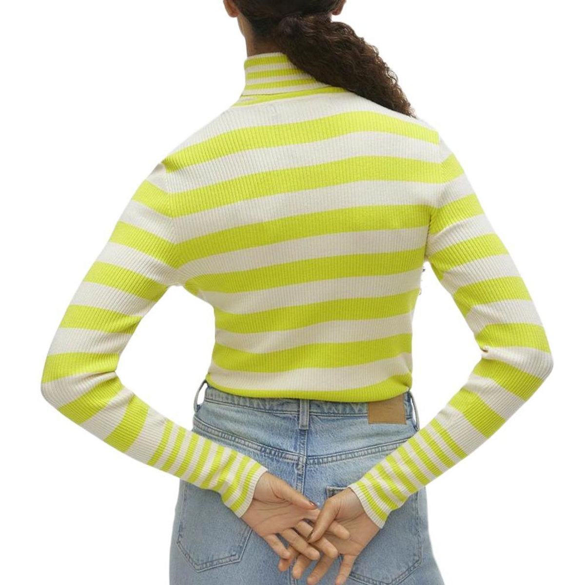 Vero Moda Pull Vert/Ecru  Femme Vero Moda Maxine