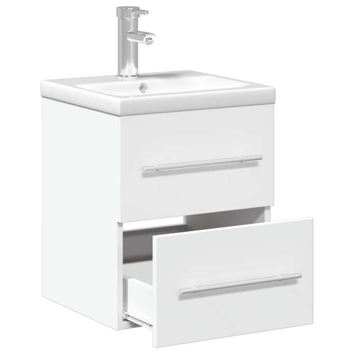 VIDAXL Armoire lavabo de salle de bain avec bassin integre blanc
