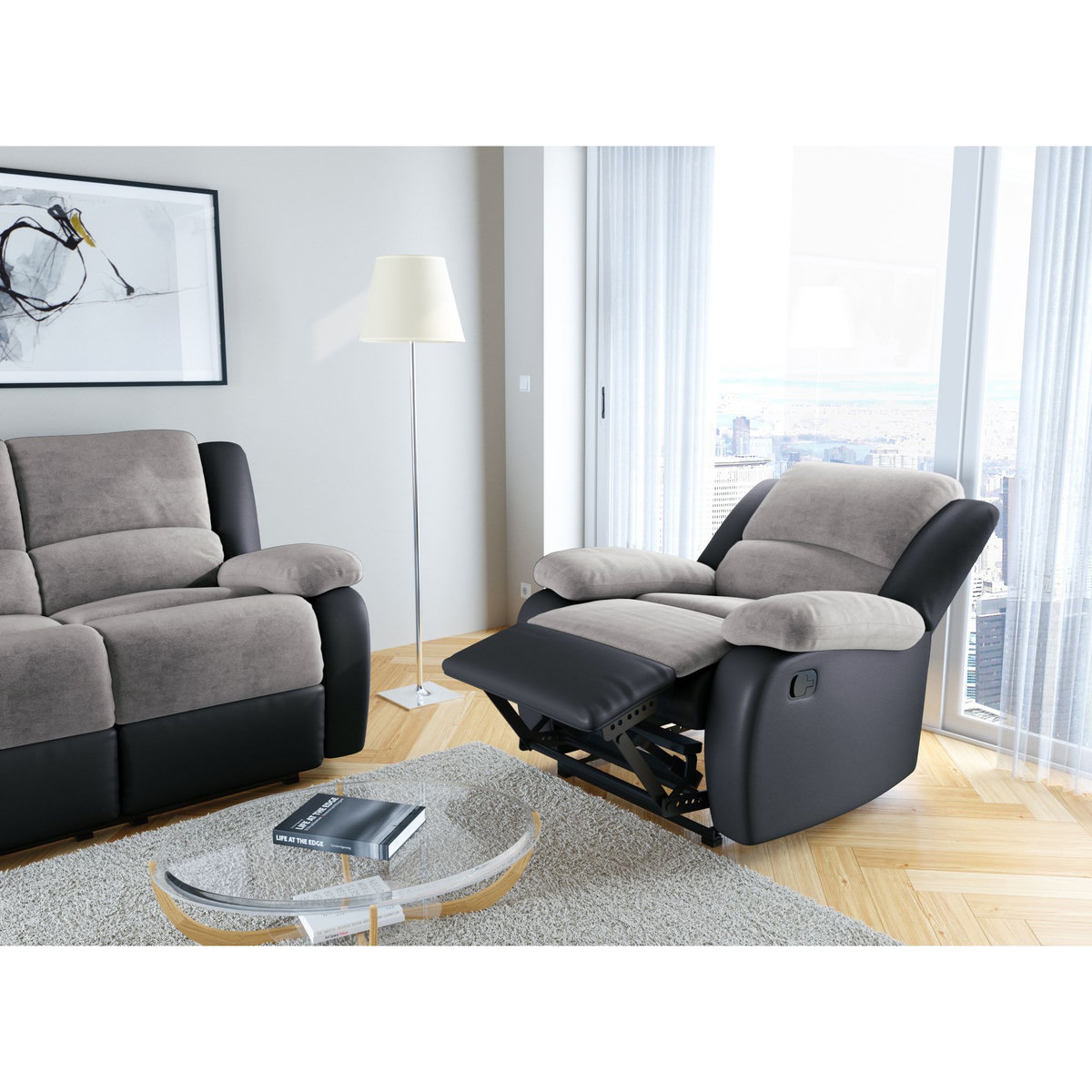 Ensemble canapé 3 places relax + fauteuil relax HELENE
