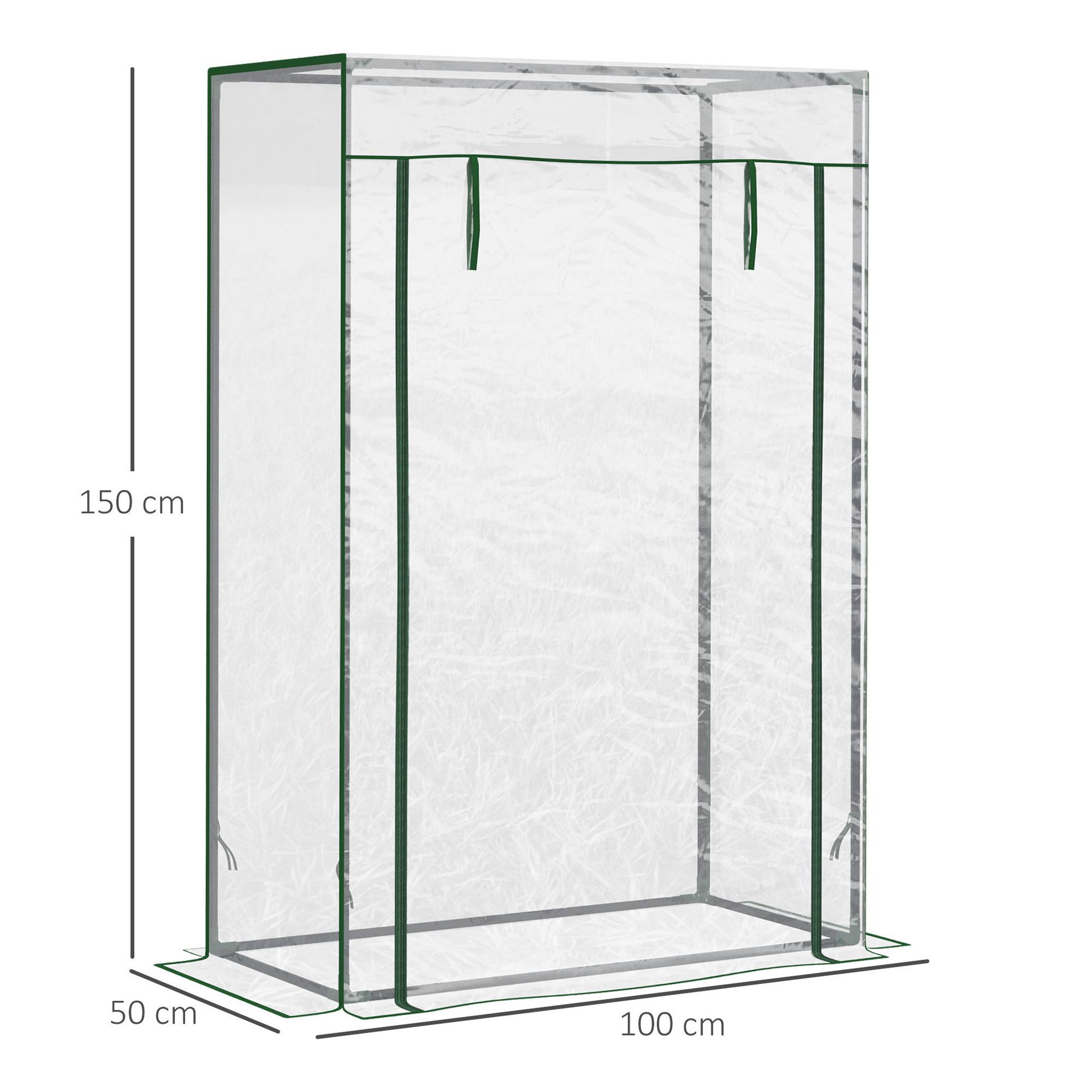 Voir la diapositive 3 : OUTSUNNY Serre de jardin serre à tomates 1l x 0,5l x 1,5h m porte zippée déroulante acier thermolaqué pvc haute densité 140 g/m² anti-uv