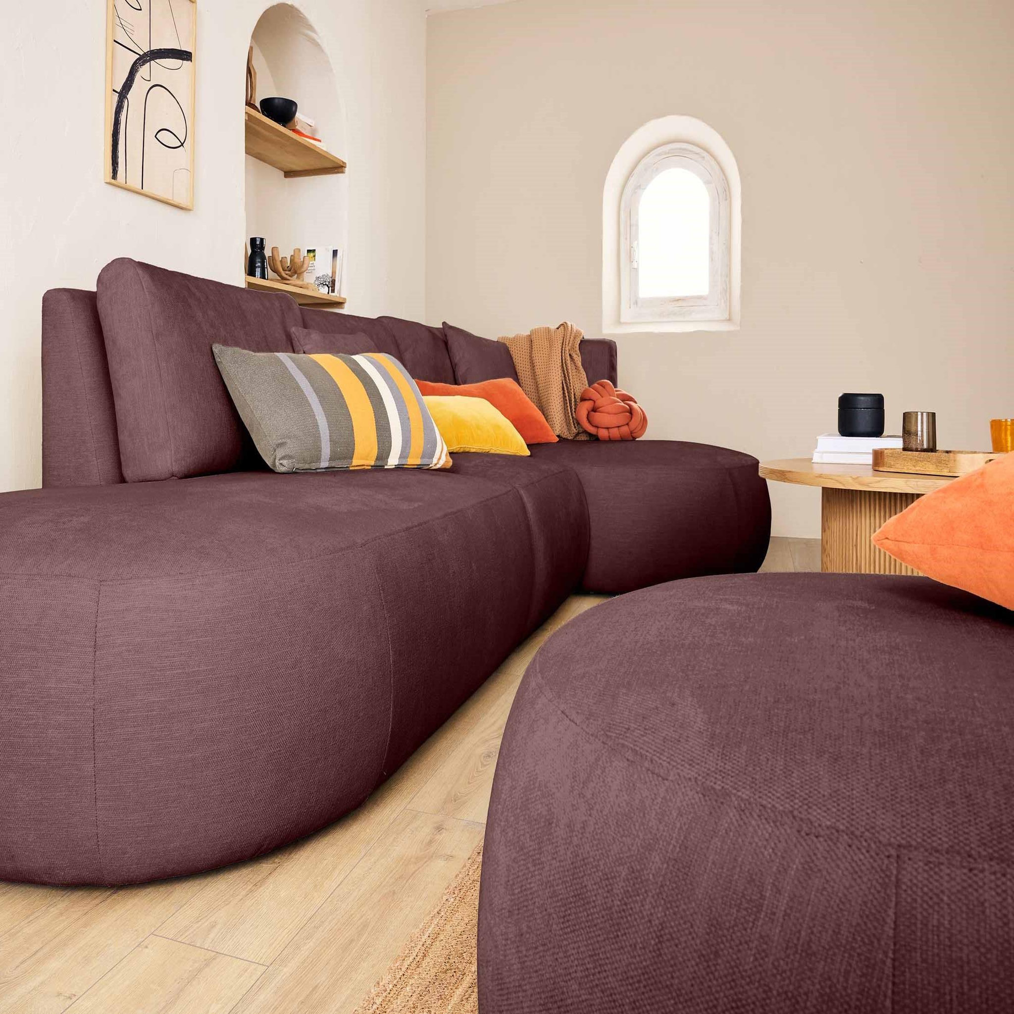 Voir la diapositive 3 : LISA DESIGN Santorini - module d'assise gauche - en tissu texturé