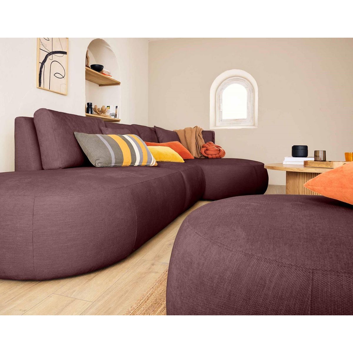 LISA DESIGN Santorini - module d'assise gauche - en tissu texturé