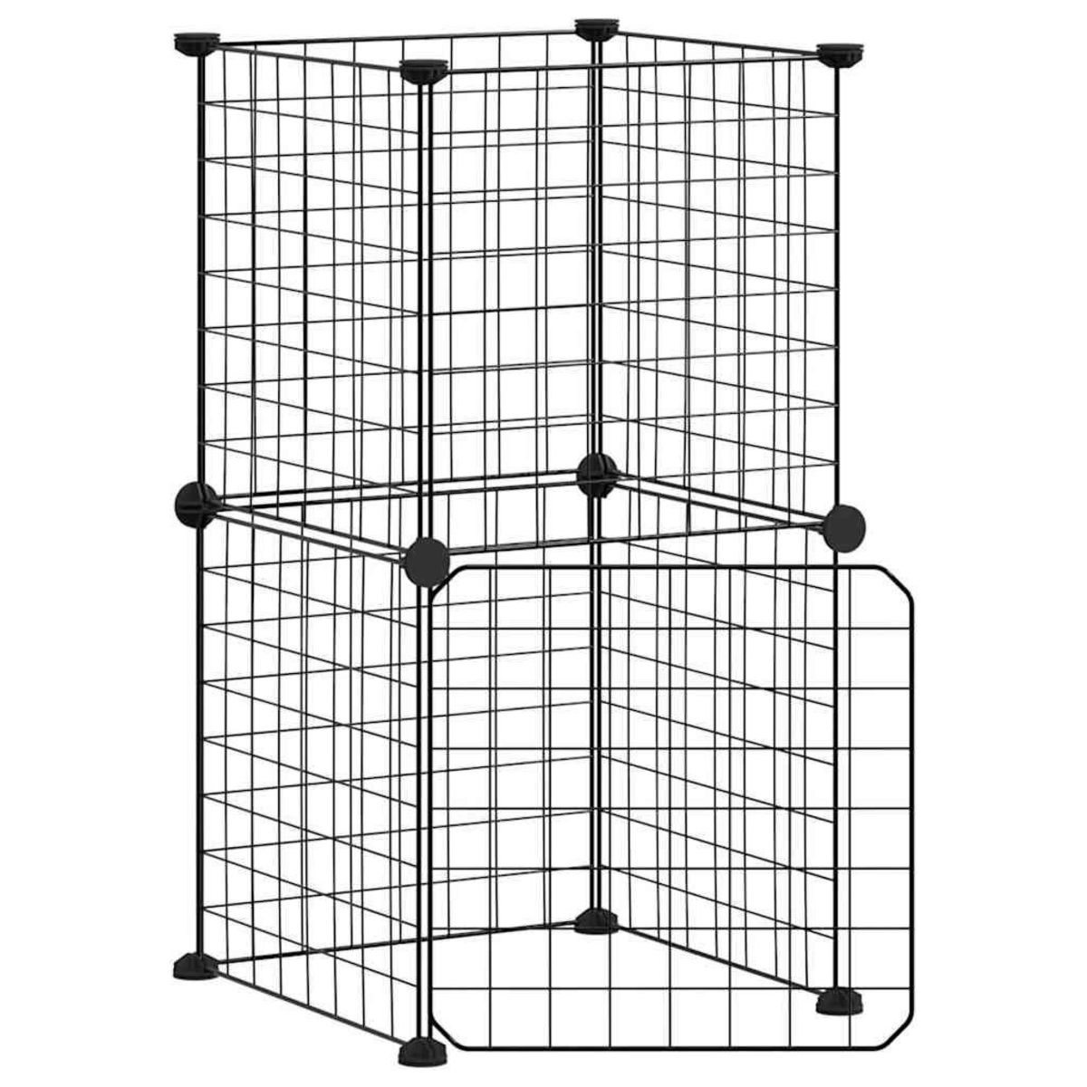 VIDAXL Cage animaux de compagnie a 8 panneaux et porte Noir 35x35 cm