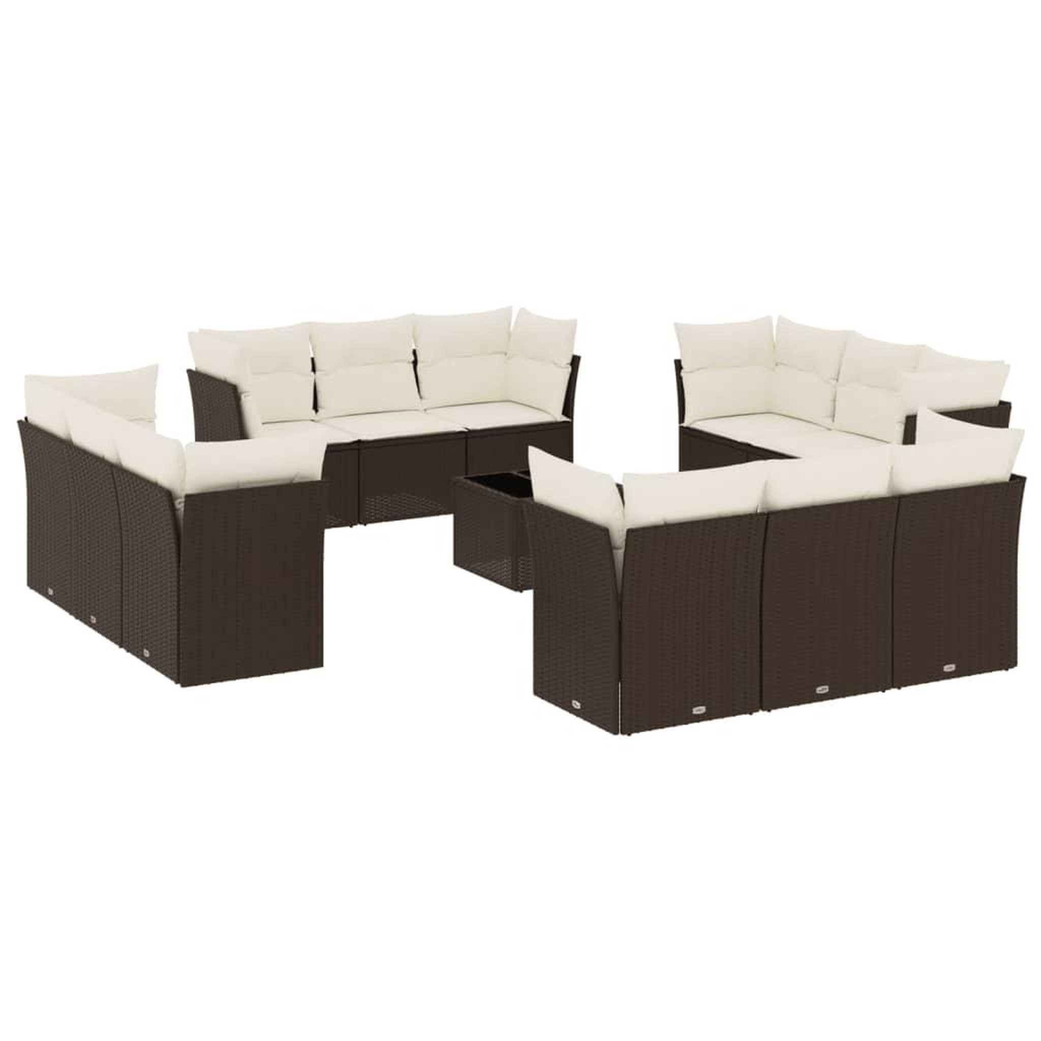 Voir la diapositive 2 : VIDAXL Salon de jardin avec coussins 13 pcs marron resine tressee