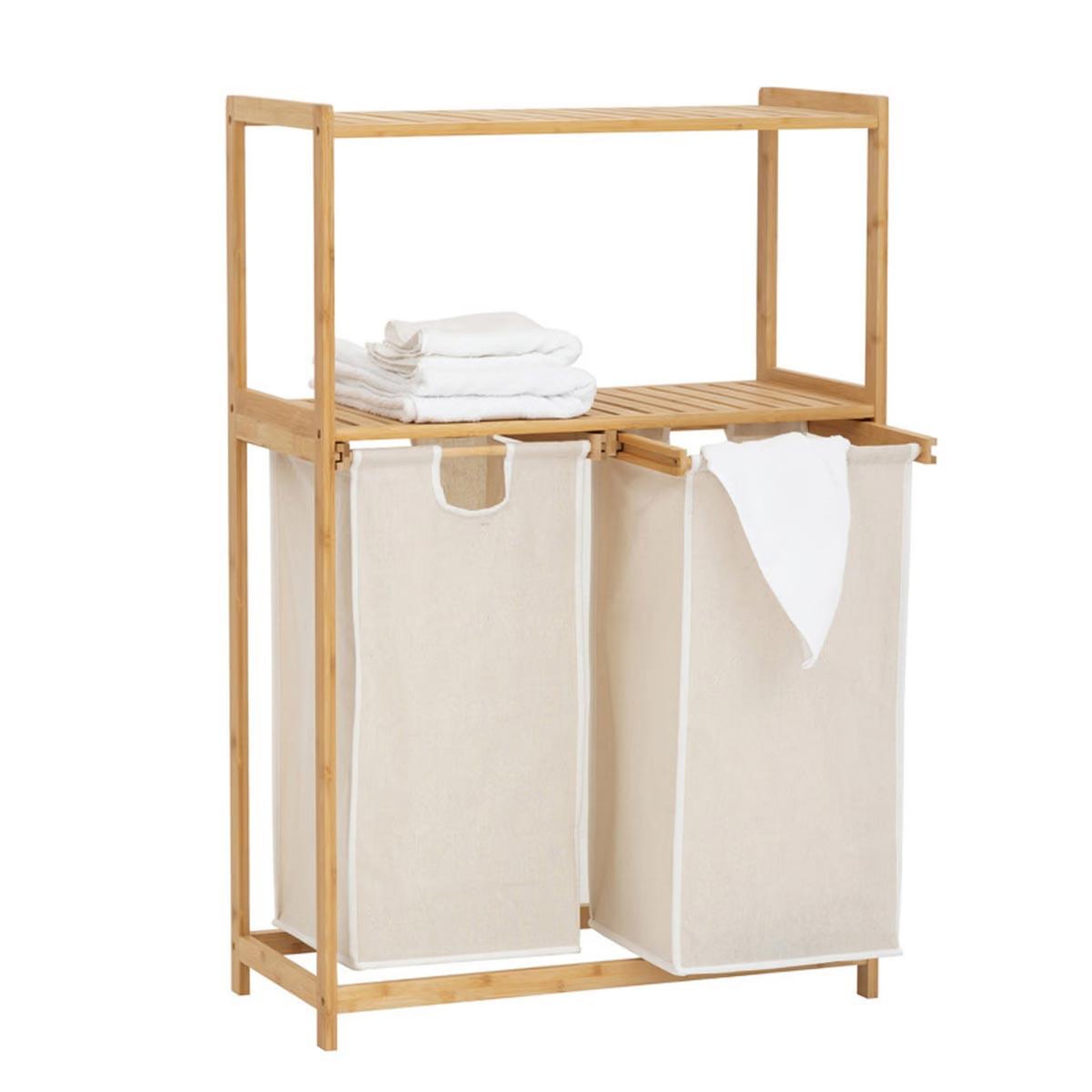Voir la diapositive 4 : FIVE Meuble de rangement 2 paniers à linge  tidy  109cm naturel