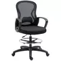 VINSETTO Fauteuil de bureau chaise de bureau assise haute réglable dim. 59L x 65l x 109-124H cm pivotant 360° maille respirante noir