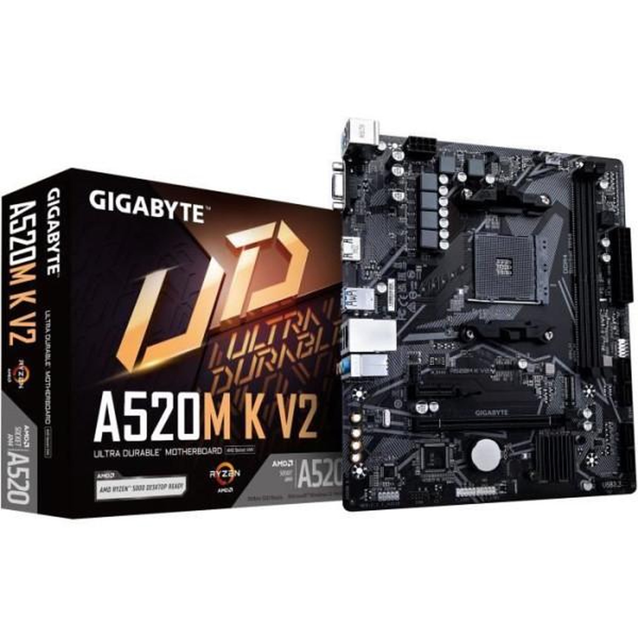 Gigabyte Carte mere - GIGABYTE - A520M K V2 - AM4 - DDR4 64 Go - PCIe Gen3 M.2