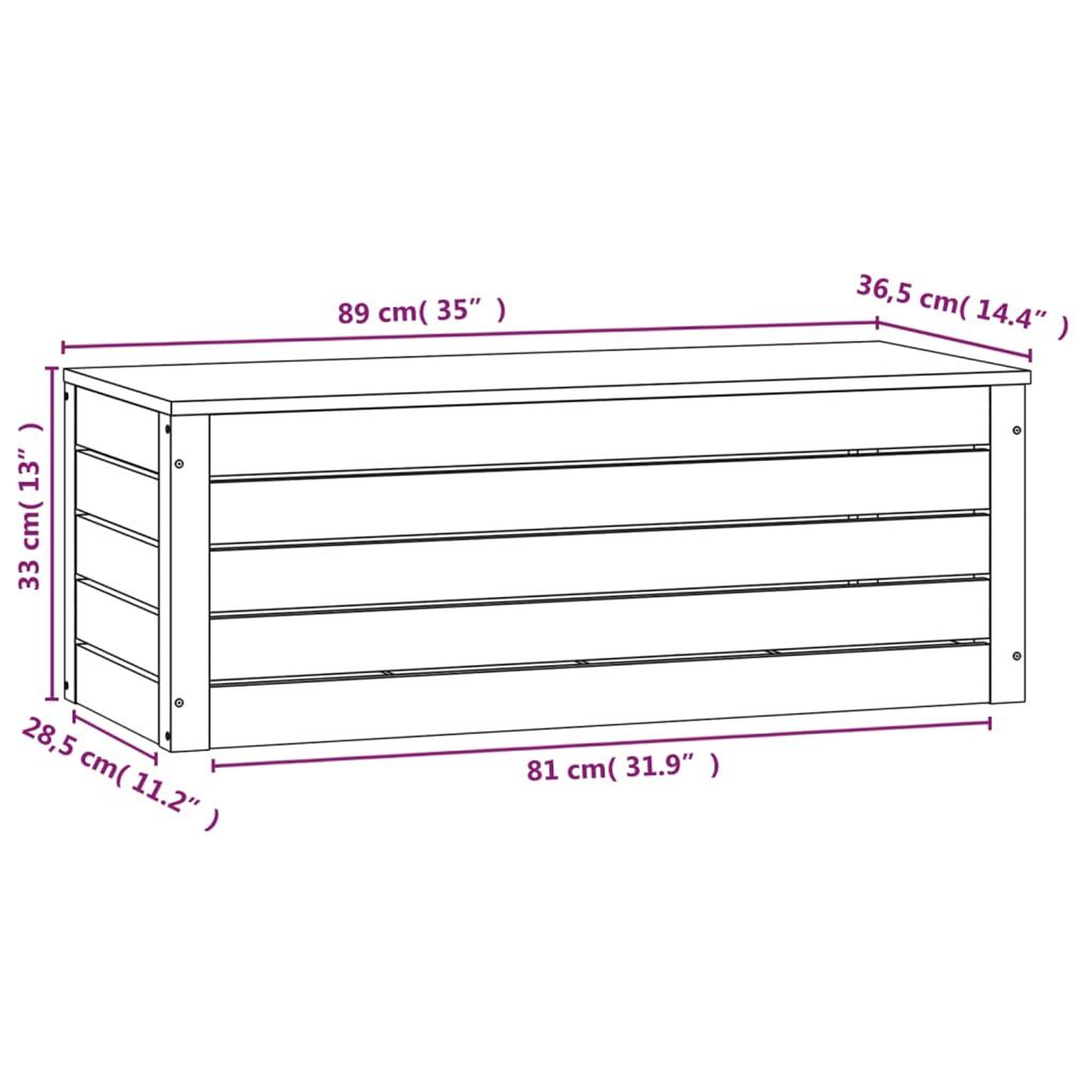 Voir la diapositive 6 : VIDAXL Boîte de rangement Blanc 89x36,5x33 cm Bois massif de pin