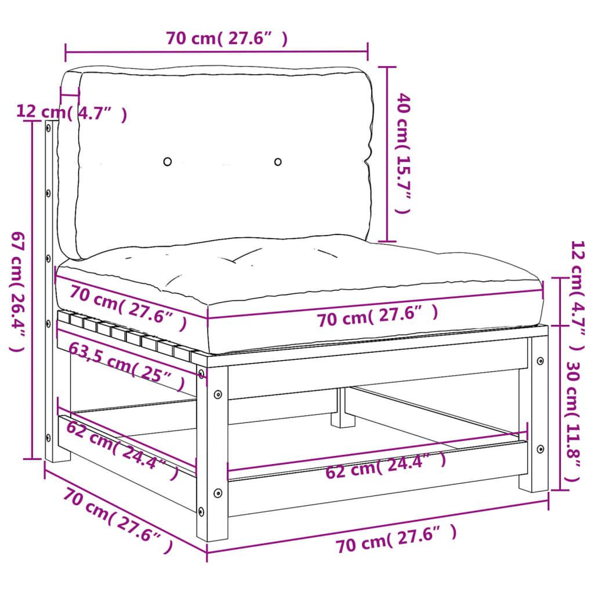 Voir la diapositive 6 : VIDAXL Canapes de jardin sans accoudoirs coussins 2pcs bois massif pin