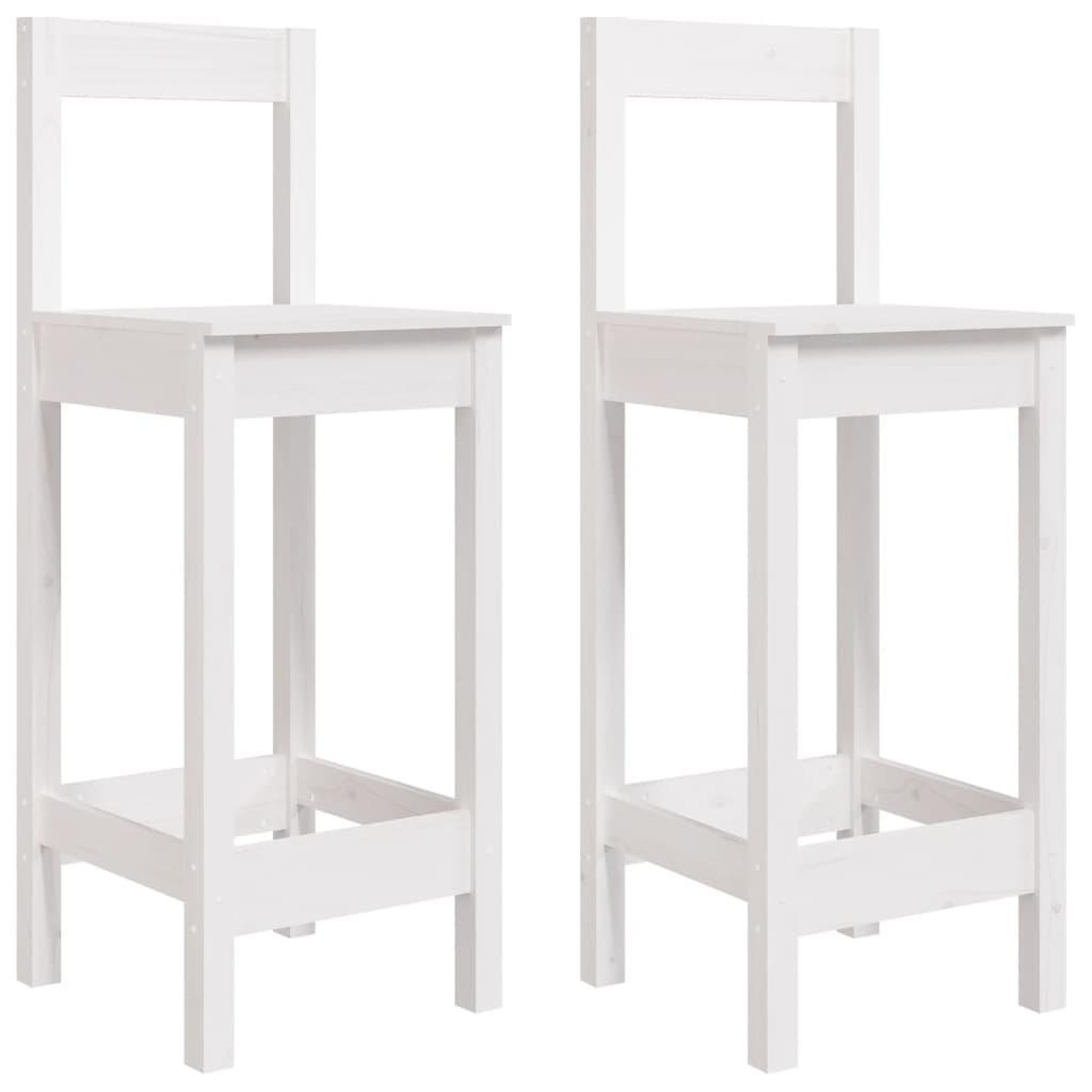 Voir la diapositive 2 : VIDAXL Chaises de bar lot de 2 blanc 40x41,5x112 cm bois de pin solide
