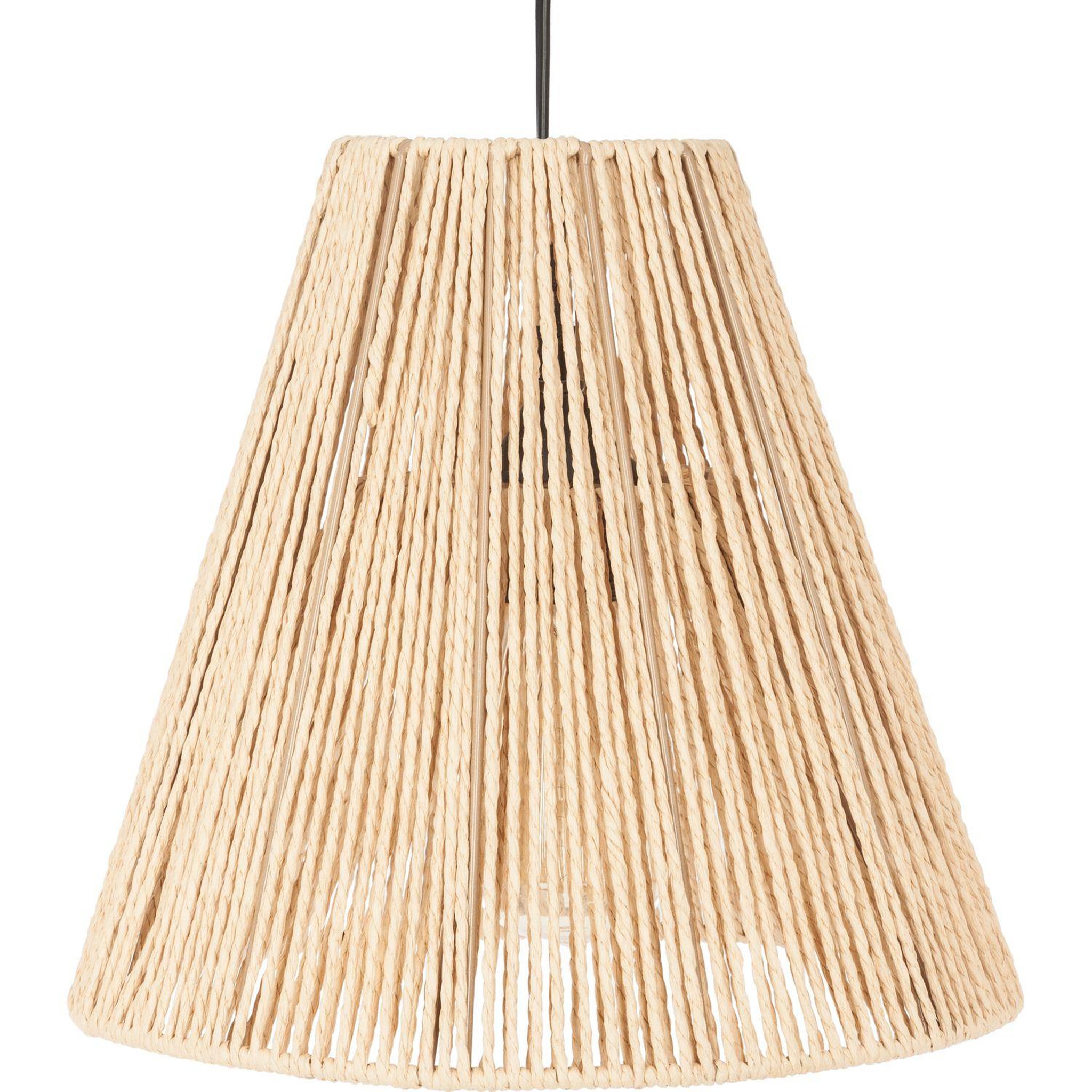 Voir la diapositive 2 : ATMOSPHERA Suspension luminaire cône effet corde ethnik - h. 95 cm - beige