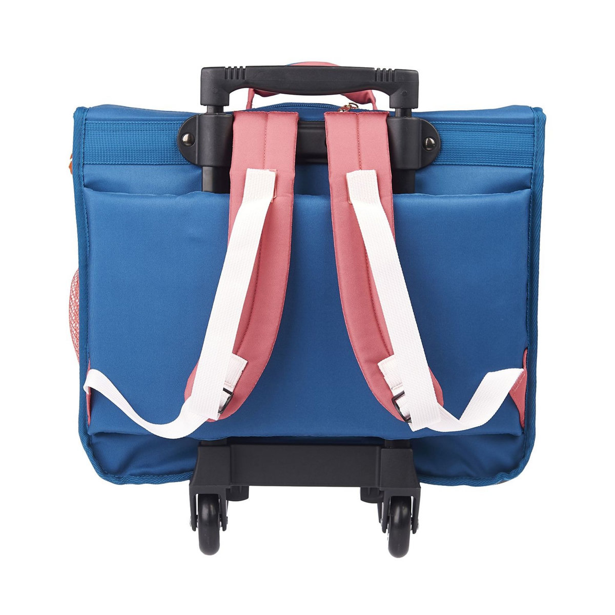 AUCHAN Cartable à roulettes 41 cm CM1/CM2 multicolore avec breloque NATURE LOVER