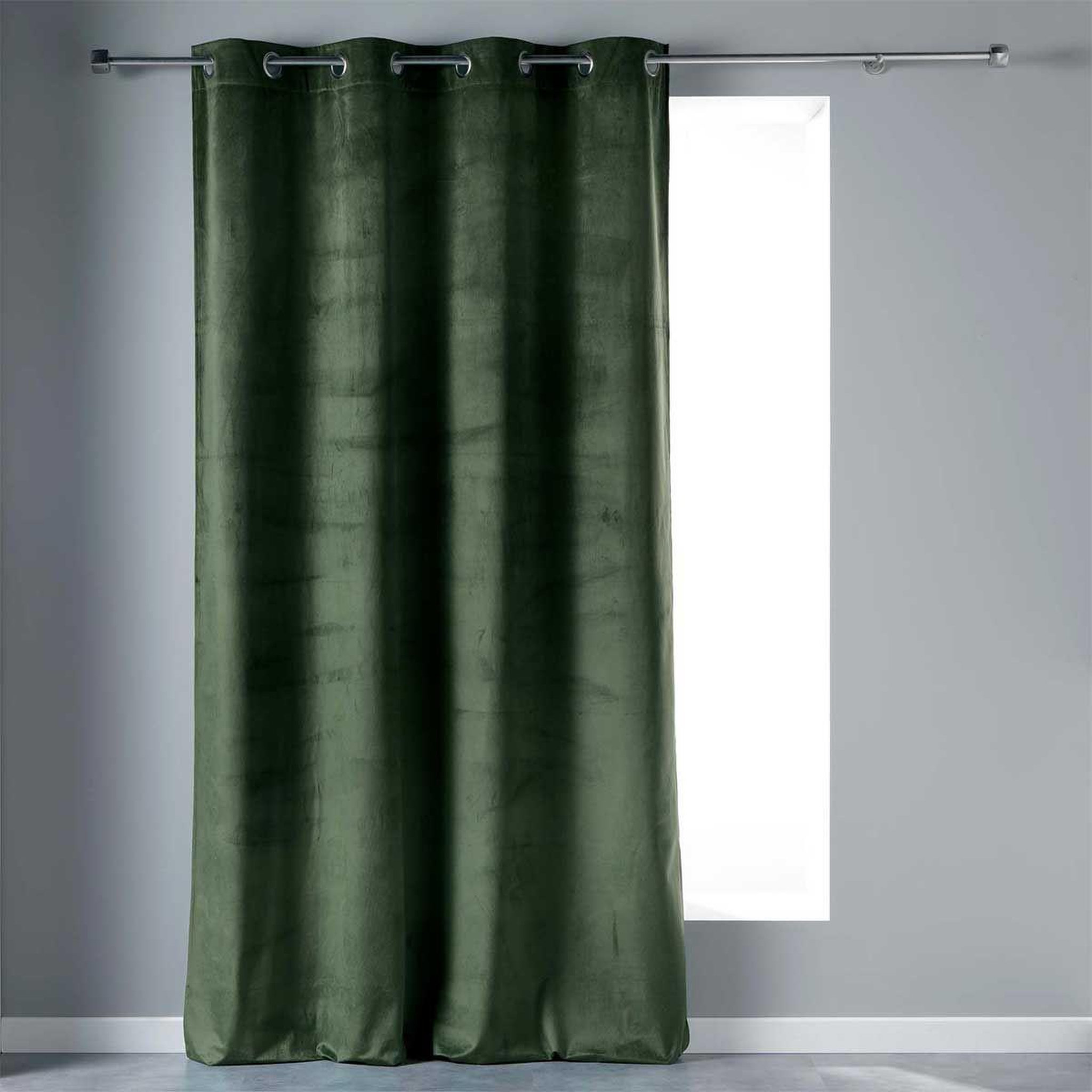 Douceur d'Intérieur Rideau à œillets  velvetine  140x240cm vert kaki