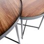 Voir la diapositive 3 : KB8 Lot de 2 tables d'appoint ou tables gigogne ronde en MDF et métal - Marron et noir