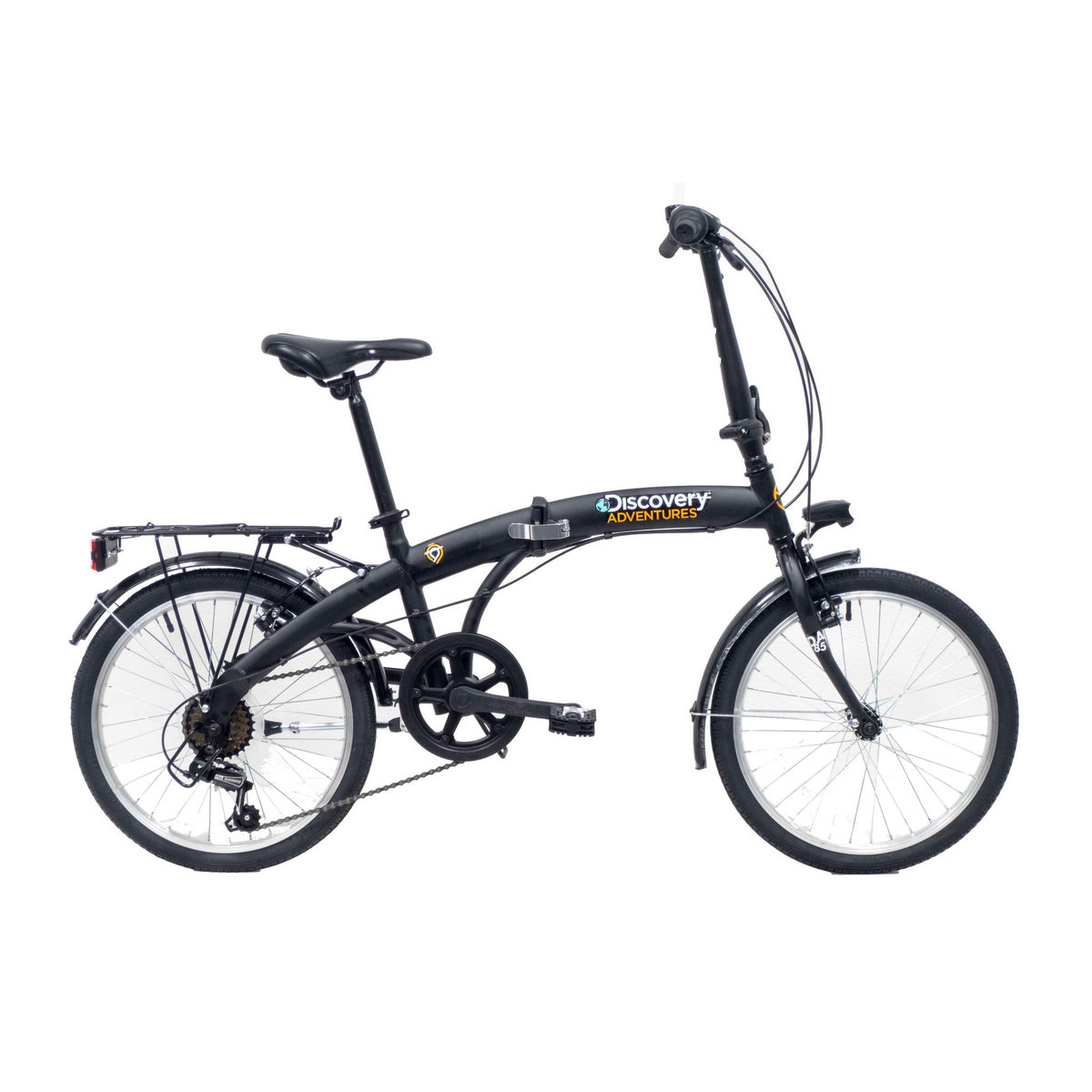 Vélo 20'' Rigide Mixte Acier Pliant  Discovery Adventures  - Fourche rigide - 6 vitesses - Dérailleur Shimano - Freins V-Brake - Porte Bagages