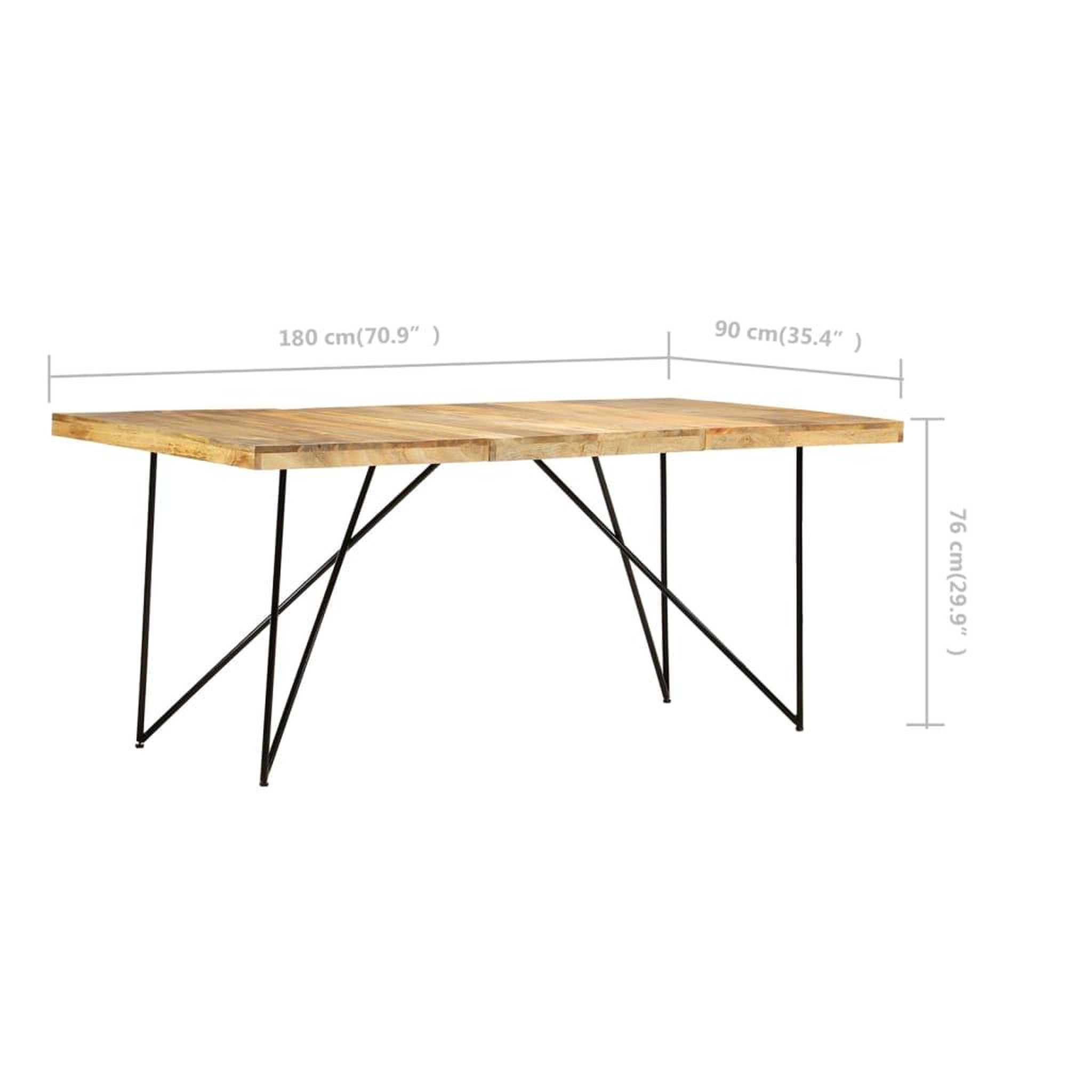 Voir la diapositive 6 : VIDAXL Table a manger 180x90x76 cm Bois de manguier massif