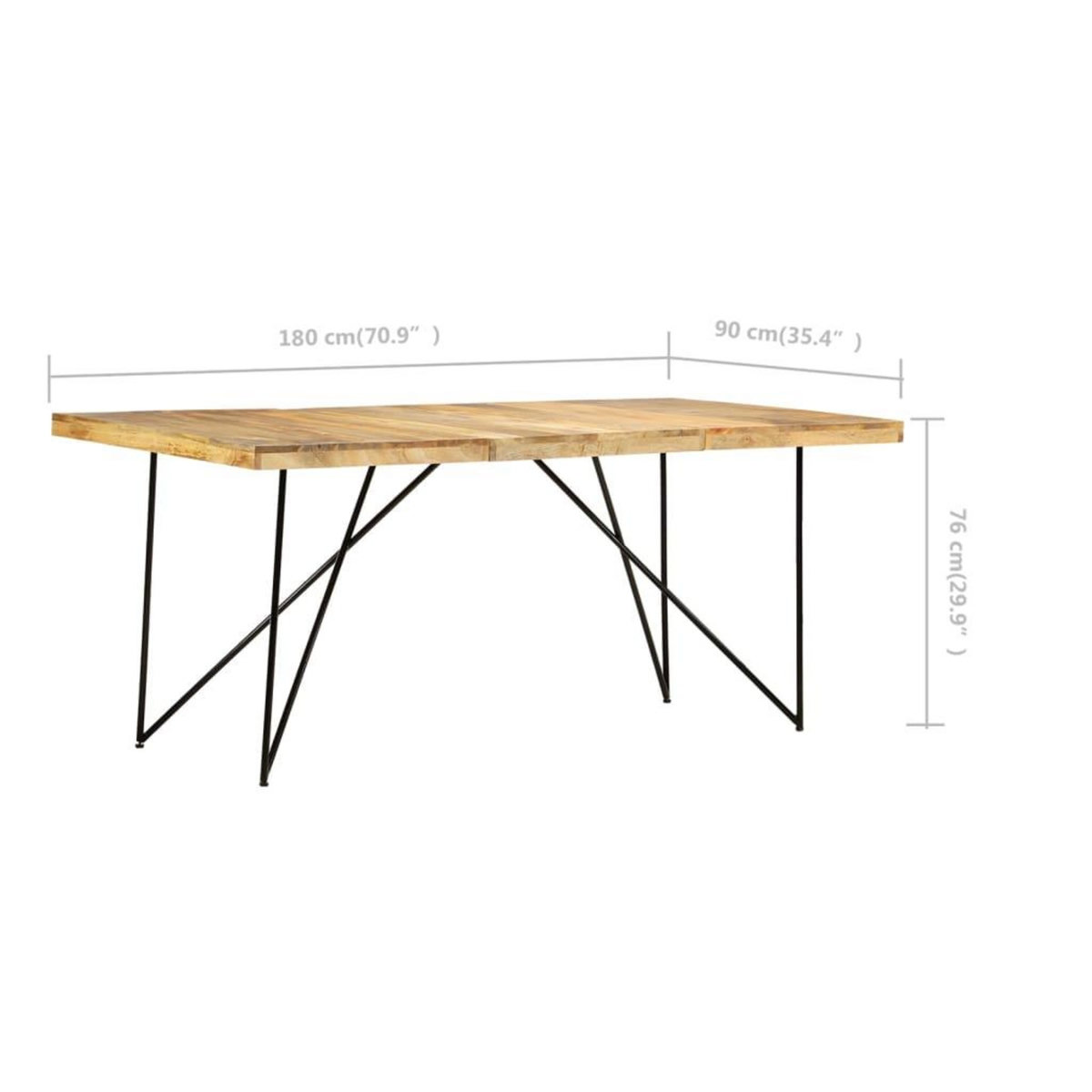 VIDAXL Table a manger 180x90x76 cm Bois de manguier massif
