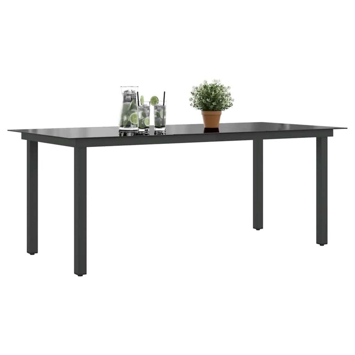 VIDAXL Table de jardin Noir 190x90x74 cm Aluminium et verre