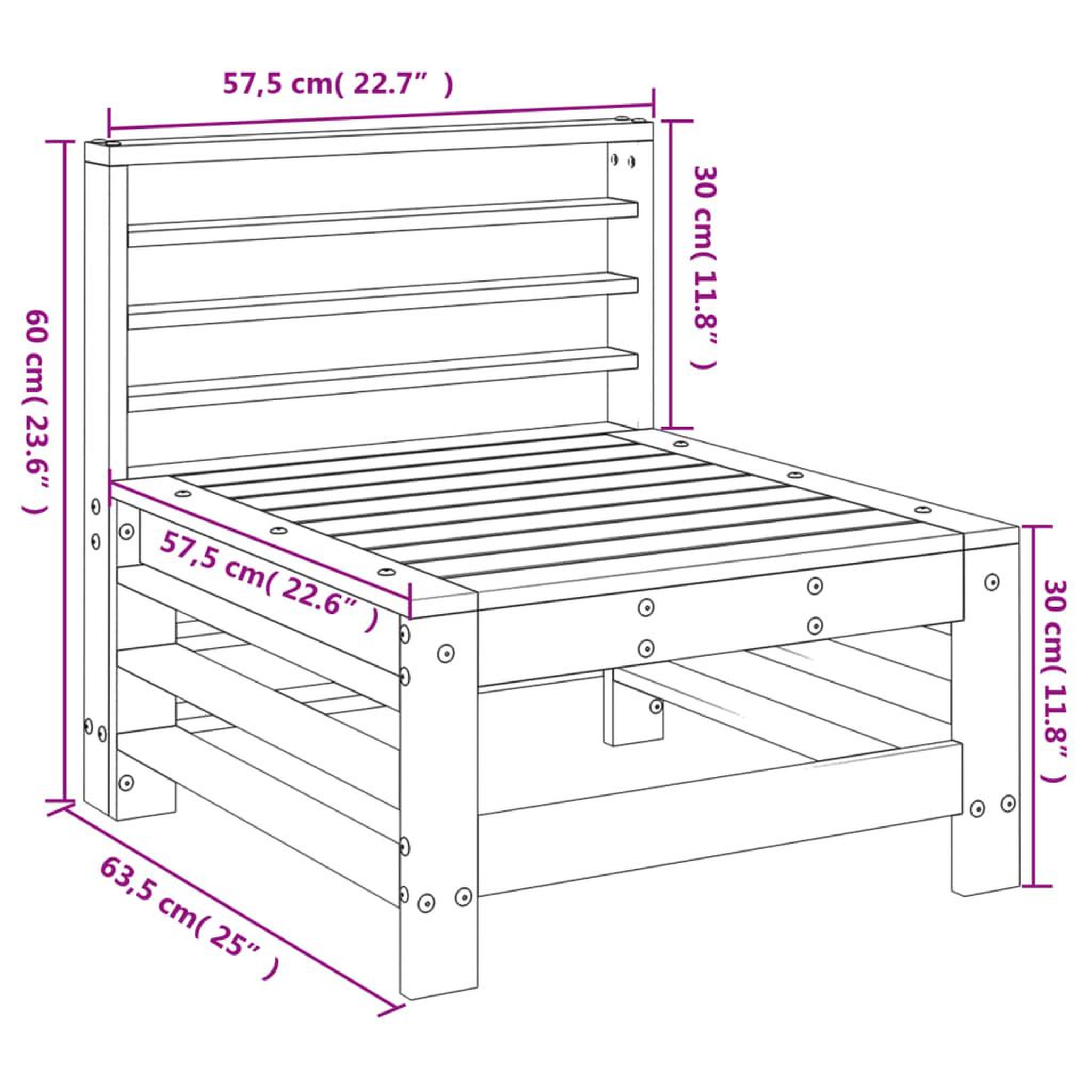 Voir la diapositive 6 : VIDAXL Canape central de jardin blanc bois de pin massif