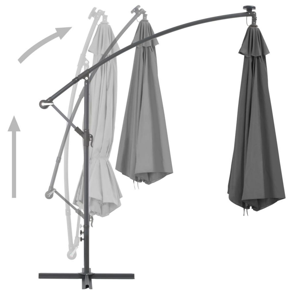 VIDAXL Parasol de jardin en porte-a-feux avec mat en acier anthracite