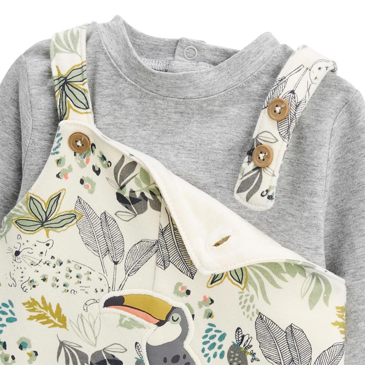 Petit Béguin Ensemble salopette bébé en molleton et t-shirt Boavista