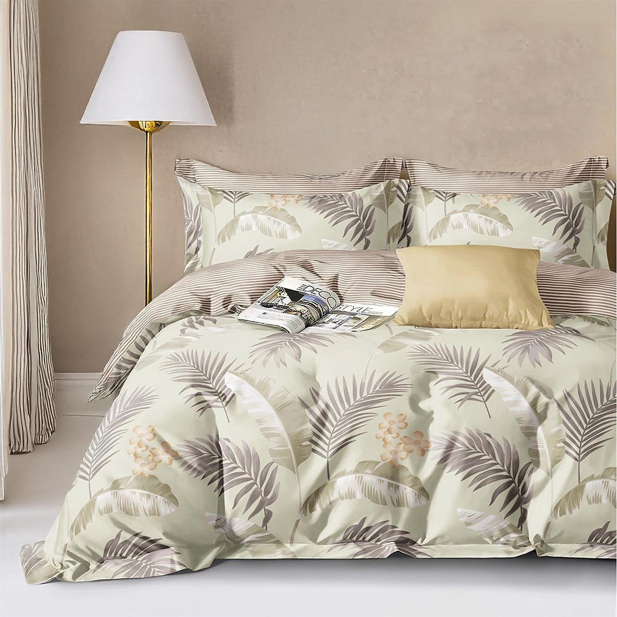 Home collection Parure housse de couette 100 % coton 57 fils Amonda. Coloris disponibles : Beige