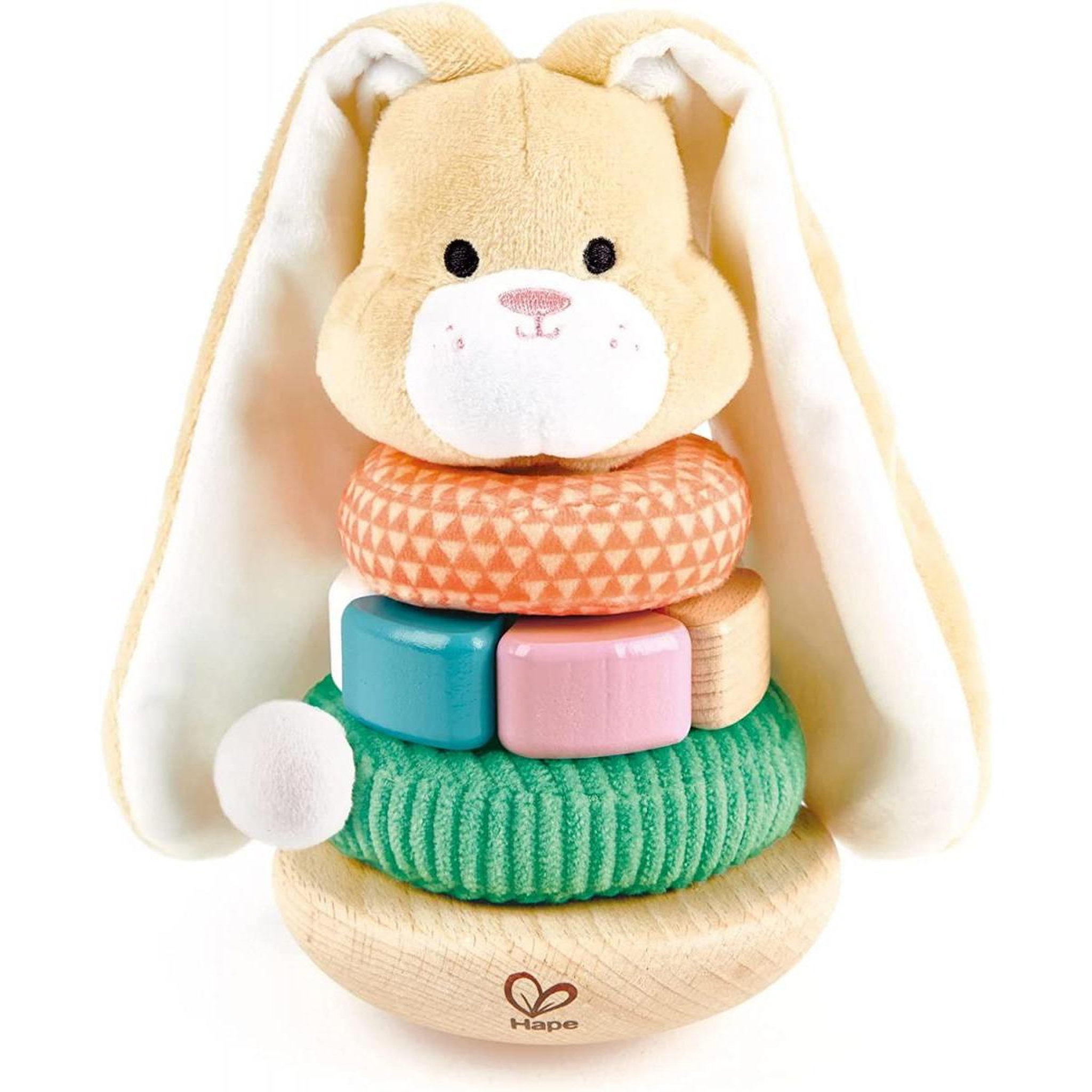 Hape Lapin à empiler en bois et tissu - Jouet éducatif pour le développement des enfants