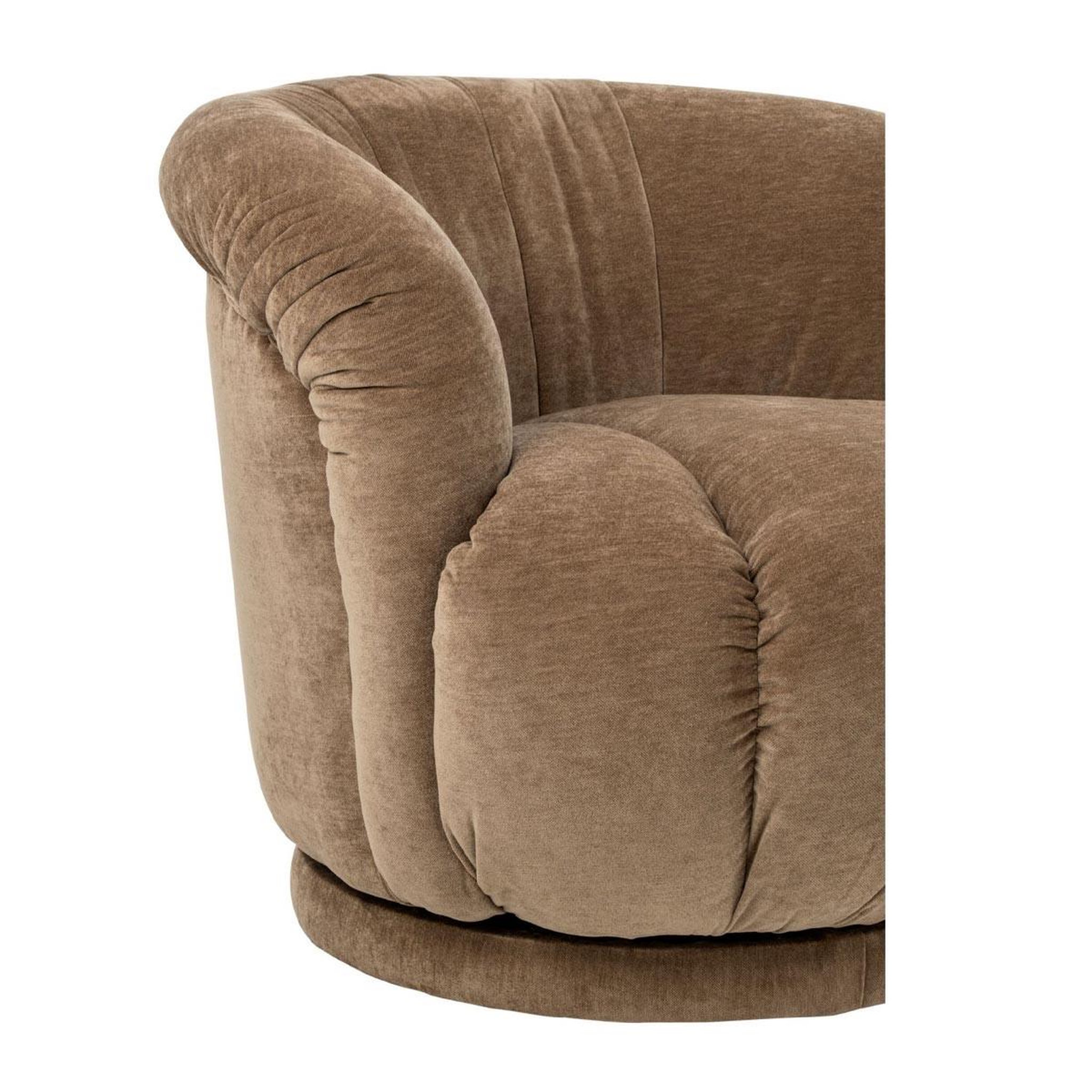 Voir la diapositive 5 : J-LINE Fauteuil pivotant en tissu  macaron  87cm taupe