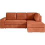Voir la diapositive 1 : LOUNGITUDE Canapé d'angle droit 3 places convertible ADEN avec coffre en velours côtelé - Terracotta - L246 x P174 x H96cm - LOUNGITUDE