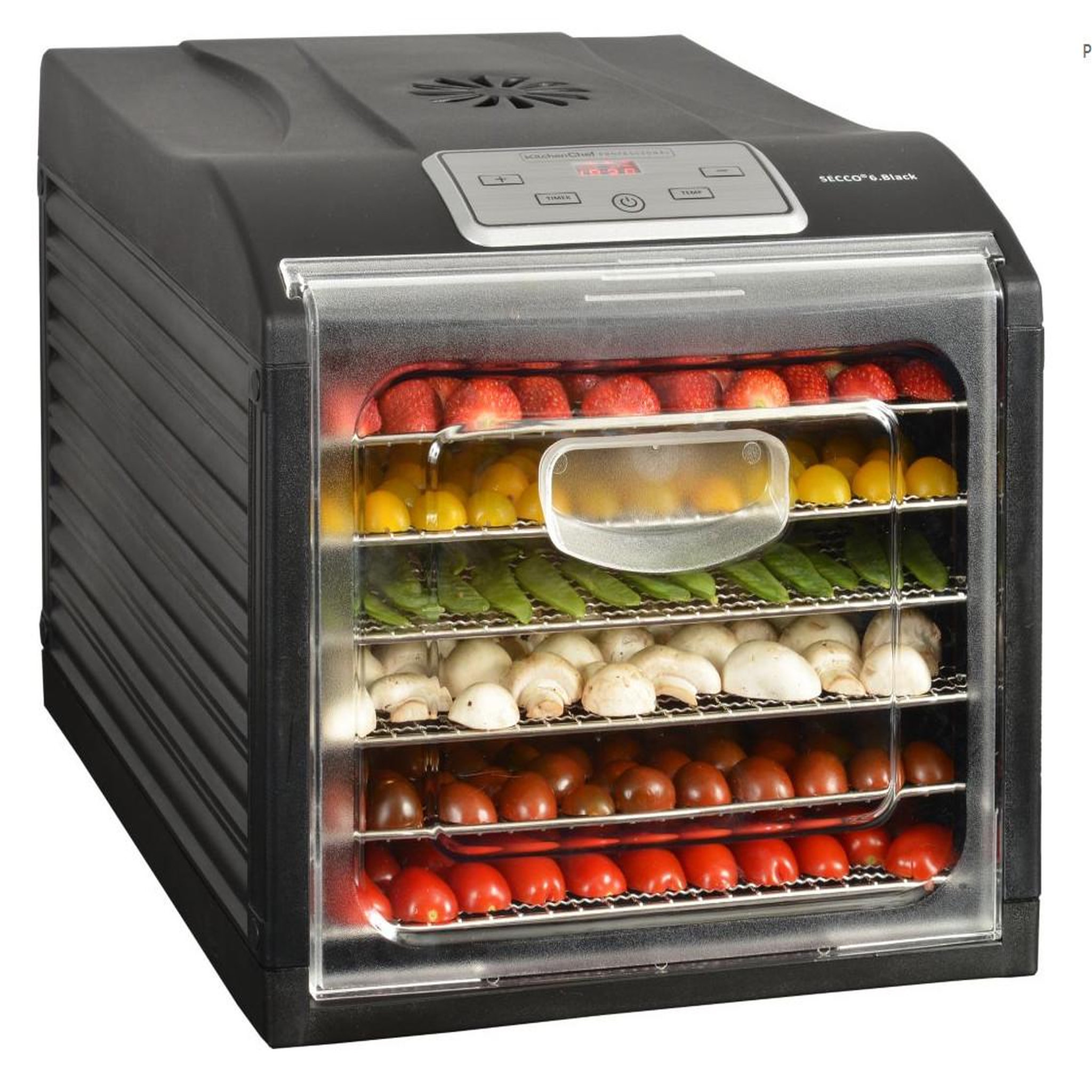 Voir la diapositive 2 : Kitchen chef Déshydrateur fruits et légumes 6 plateaux 500w - secco 6 black