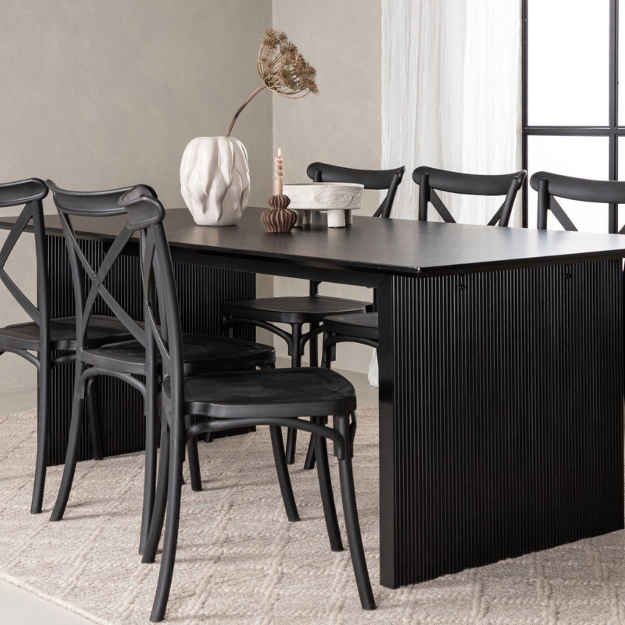 Voir la diapositive 6 : Paris Prix Ensemble table à manger & 6 chaises  vail & crosett  200cm noir