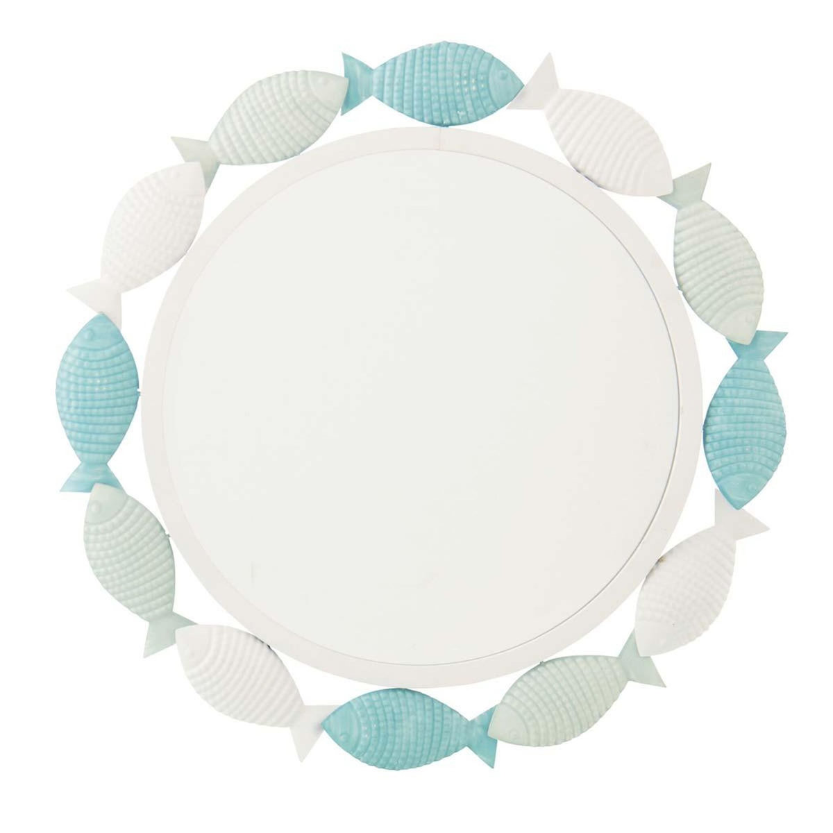 Paris Prix Miroir Mural en Métal  Poisson  76cm Blanc & Bleu