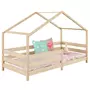 IDIMEX Lit cabane RENA lit simple montessori pour enfant 90 x 190 cm, avec barrières de protection, en pin massif à la finition naturelle
