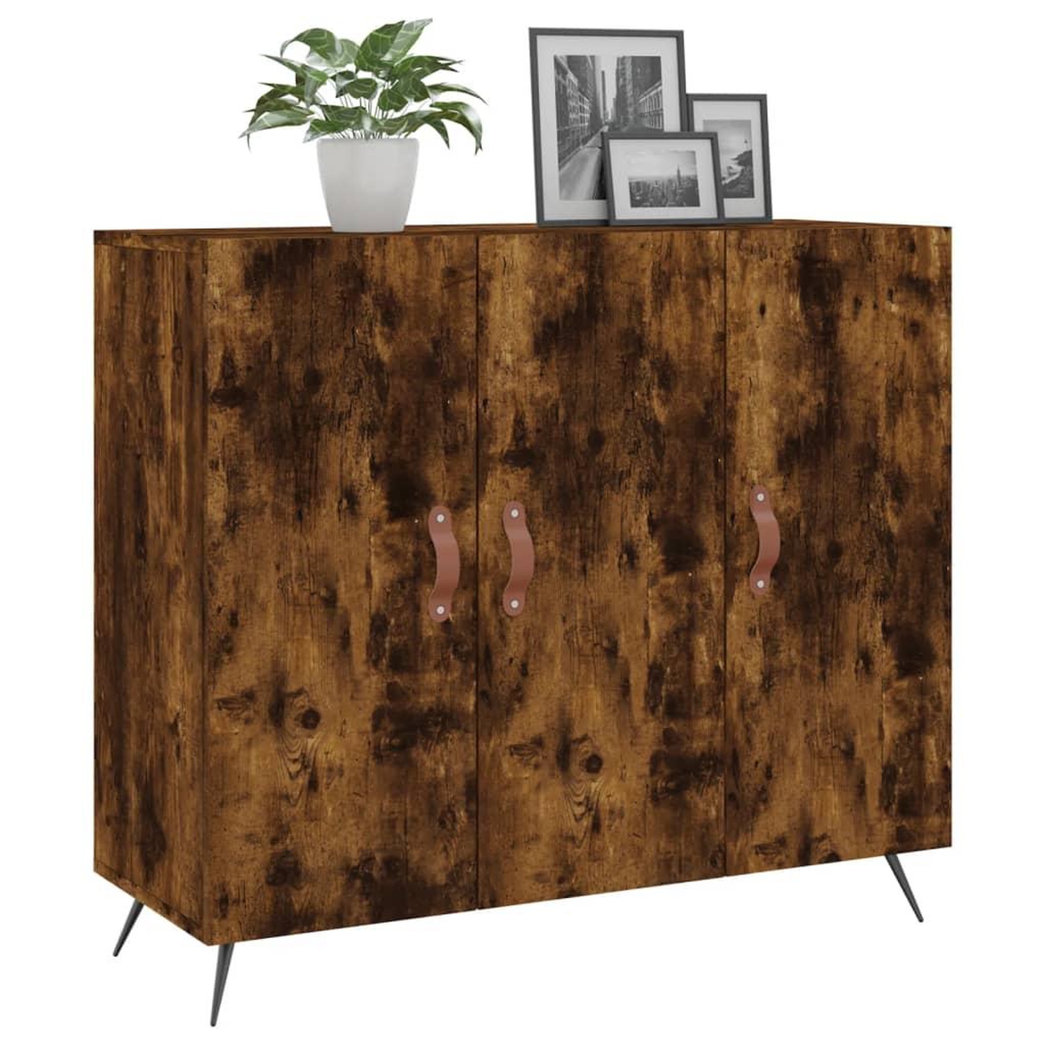 Voir la diapositive 3 : VIDAXL Buffet chene fume 90x34x80 cm bois d'ingenierie
