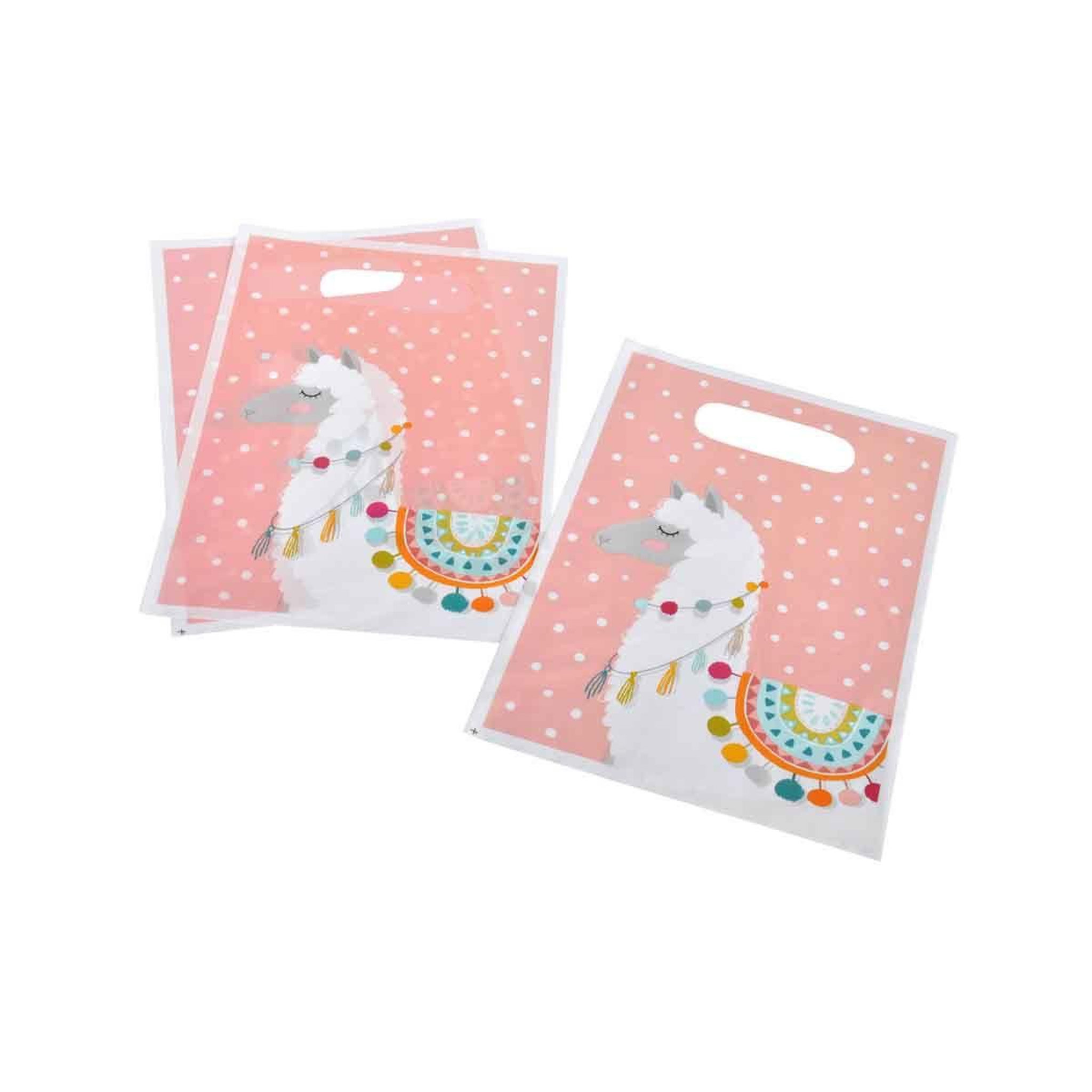 HOMEA Lot de 6 Sacs à Bonbons  Hello Lama  23cm Rose