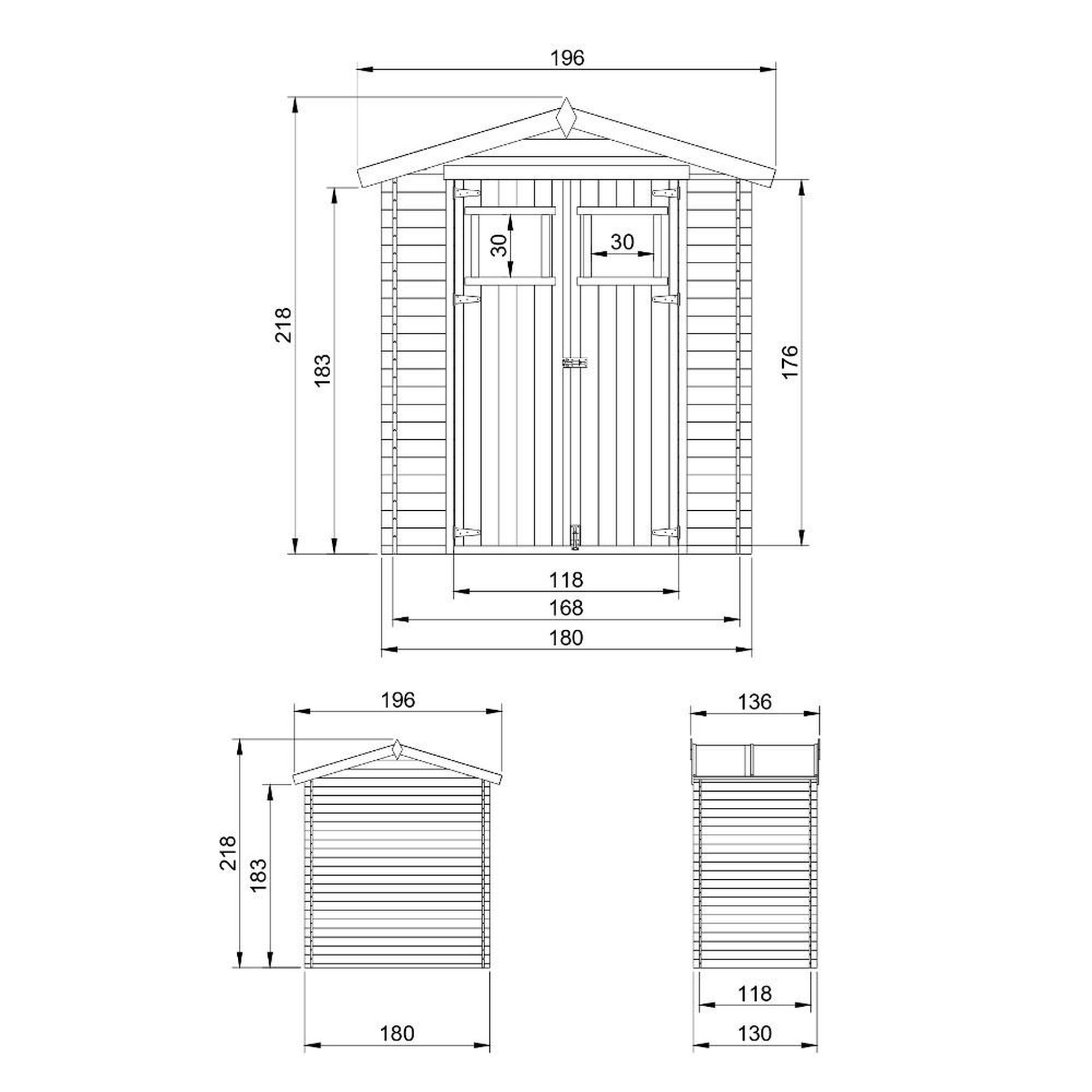 Voir la diapositive 6 : TIMBELA Abri de jardin en bois 1.98 m², cabane de jardin exterieur 19 mm épaisseur de paroi m367