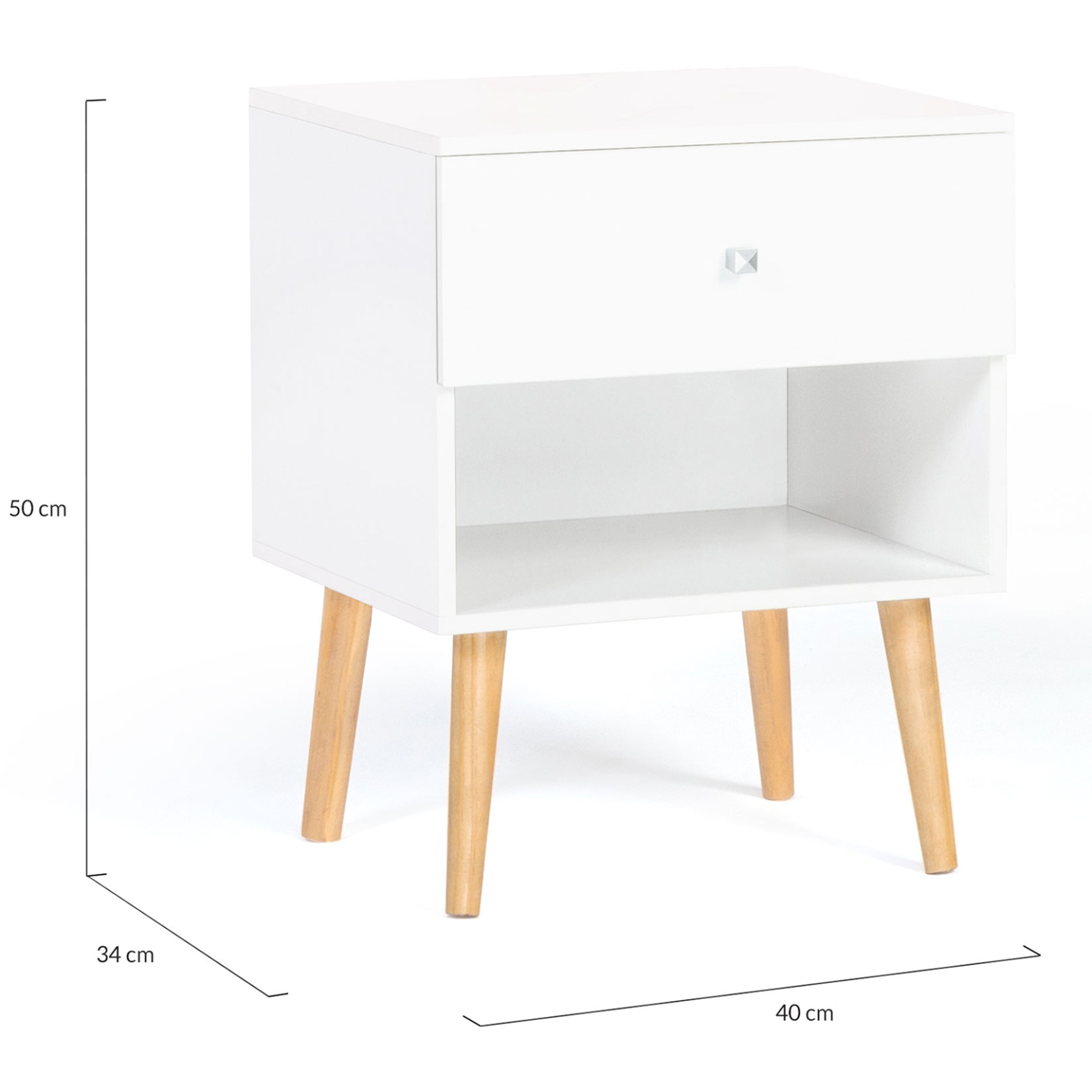 Voir la diapositive 5 : ID MARKET Lot de 2 tables de chevet emmie scandinaves 1 tiroir avec niche blanc