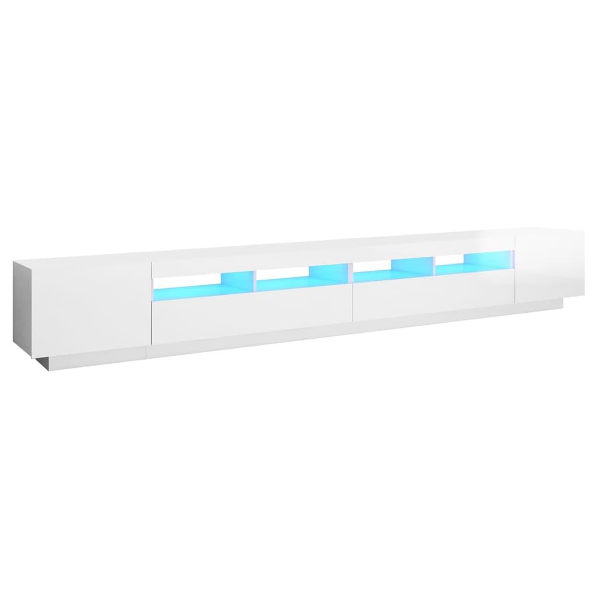Voir la diapositive 2 : VIDAXL Meuble TV avec lumieres LED Blanc brillant 300x35x40 cm