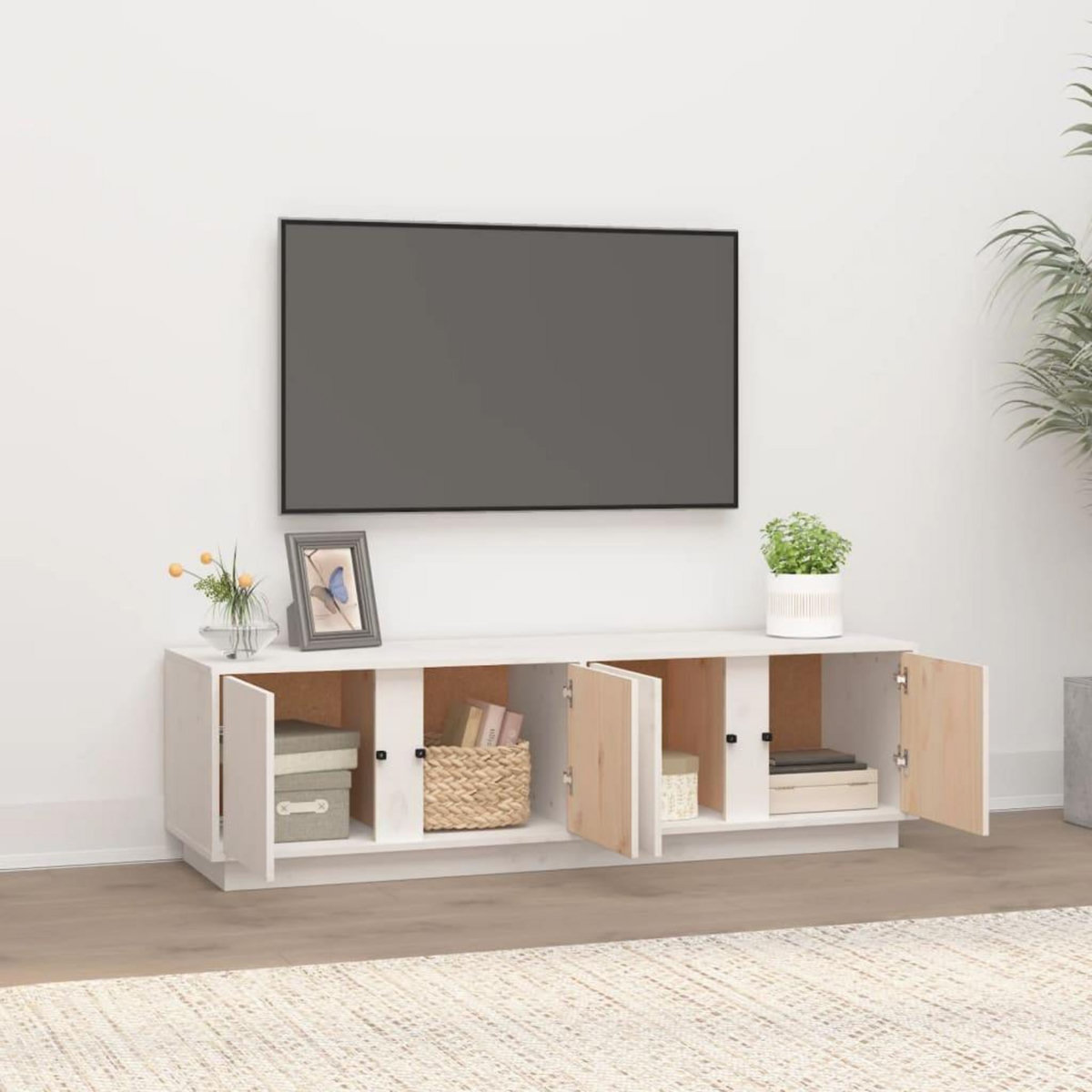 VIDAXL Meuble TV Blanc 140x40x40 cm Bois de pin massif