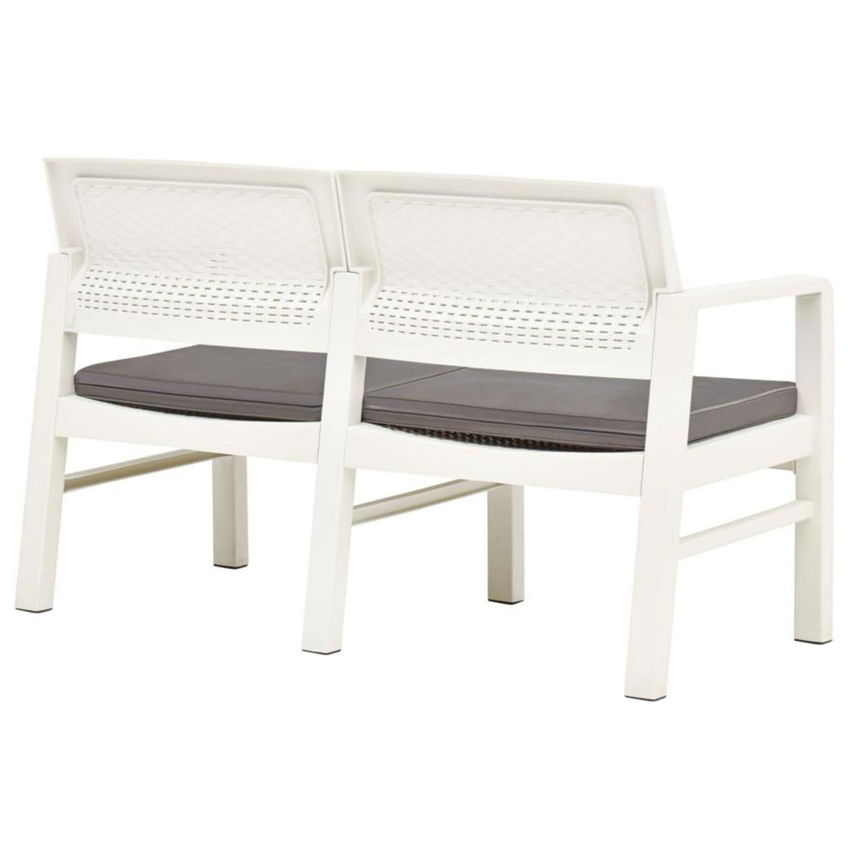 VIDAXL Banc de jardin a 2 places et coussins 120 cm Plastique Blanc