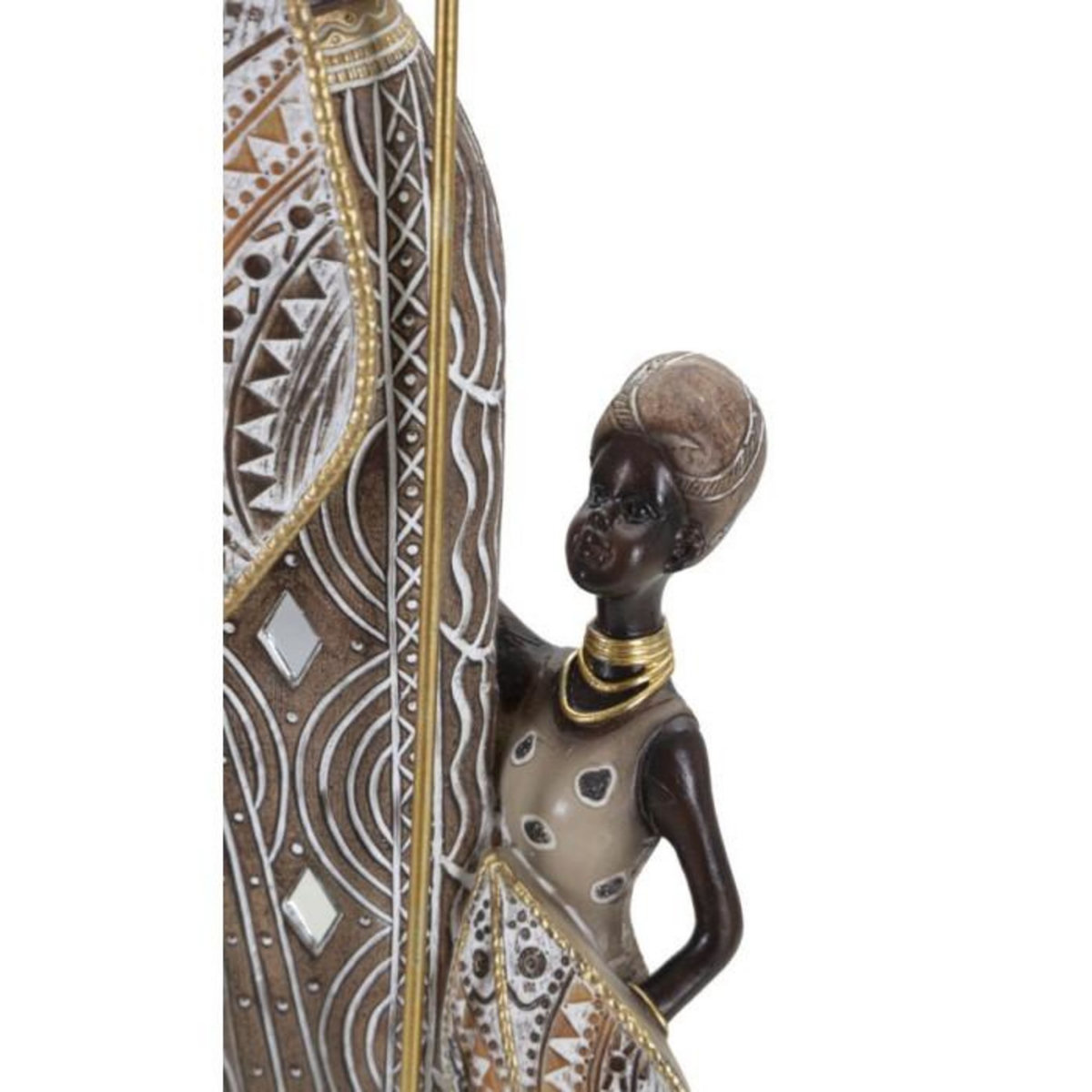 Paris Prix Statuette Déco Femme & Enfant  Tribal Masai  46cm Multicolore