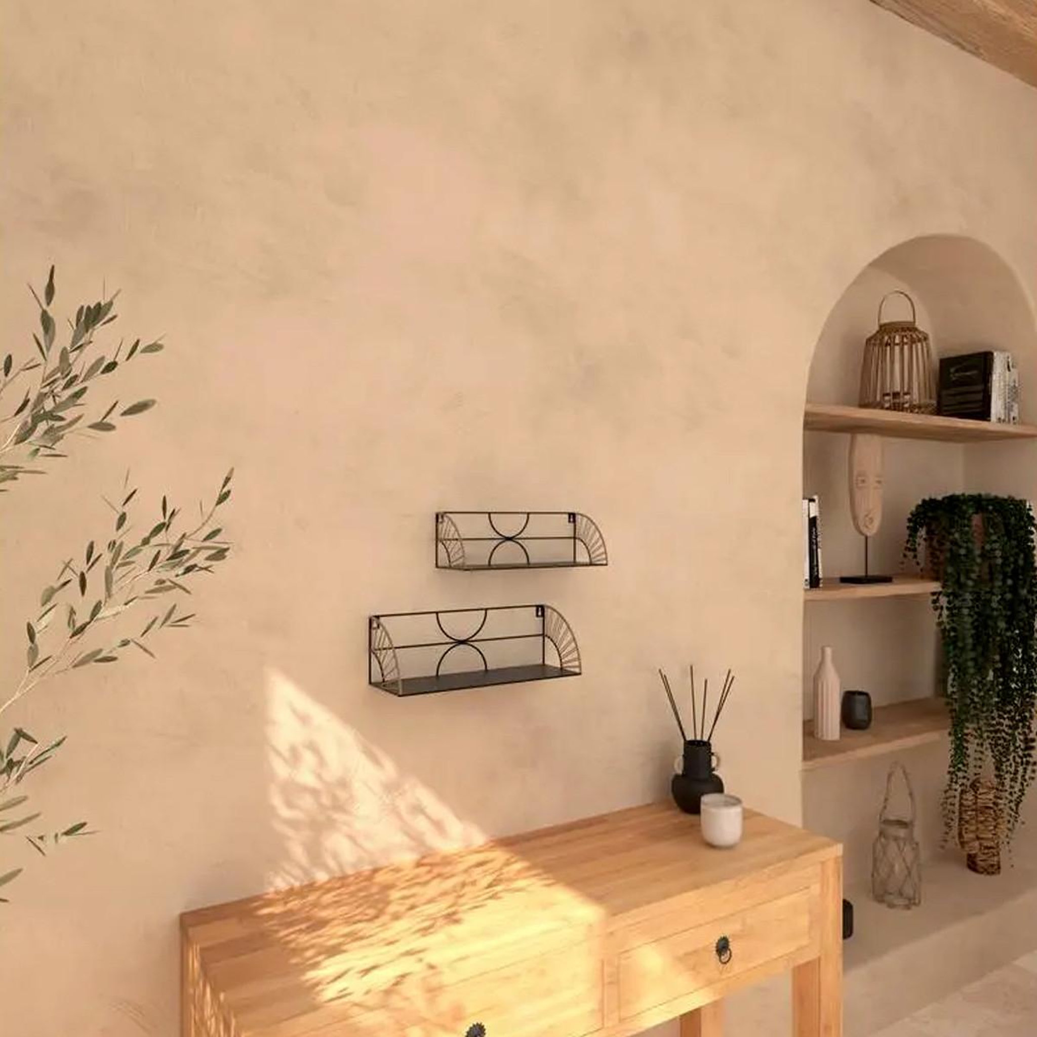 Voir la diapositive 4 : ATMOSPHERA Lot de 2 étagères murales en métal  mileva  42cm noir