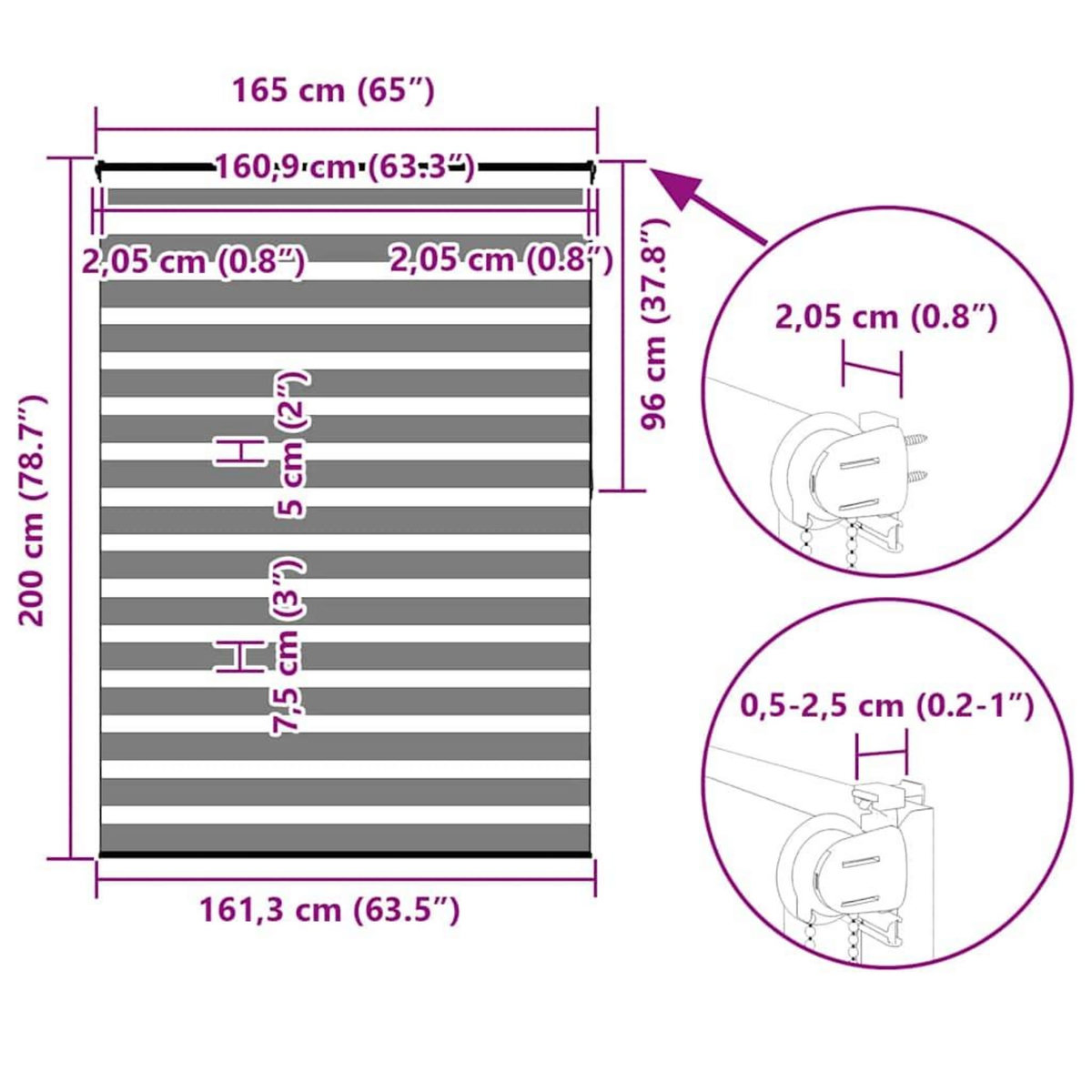 VIDAXL Store zebre marron sable largeur du tissu 160,9 cm polyester