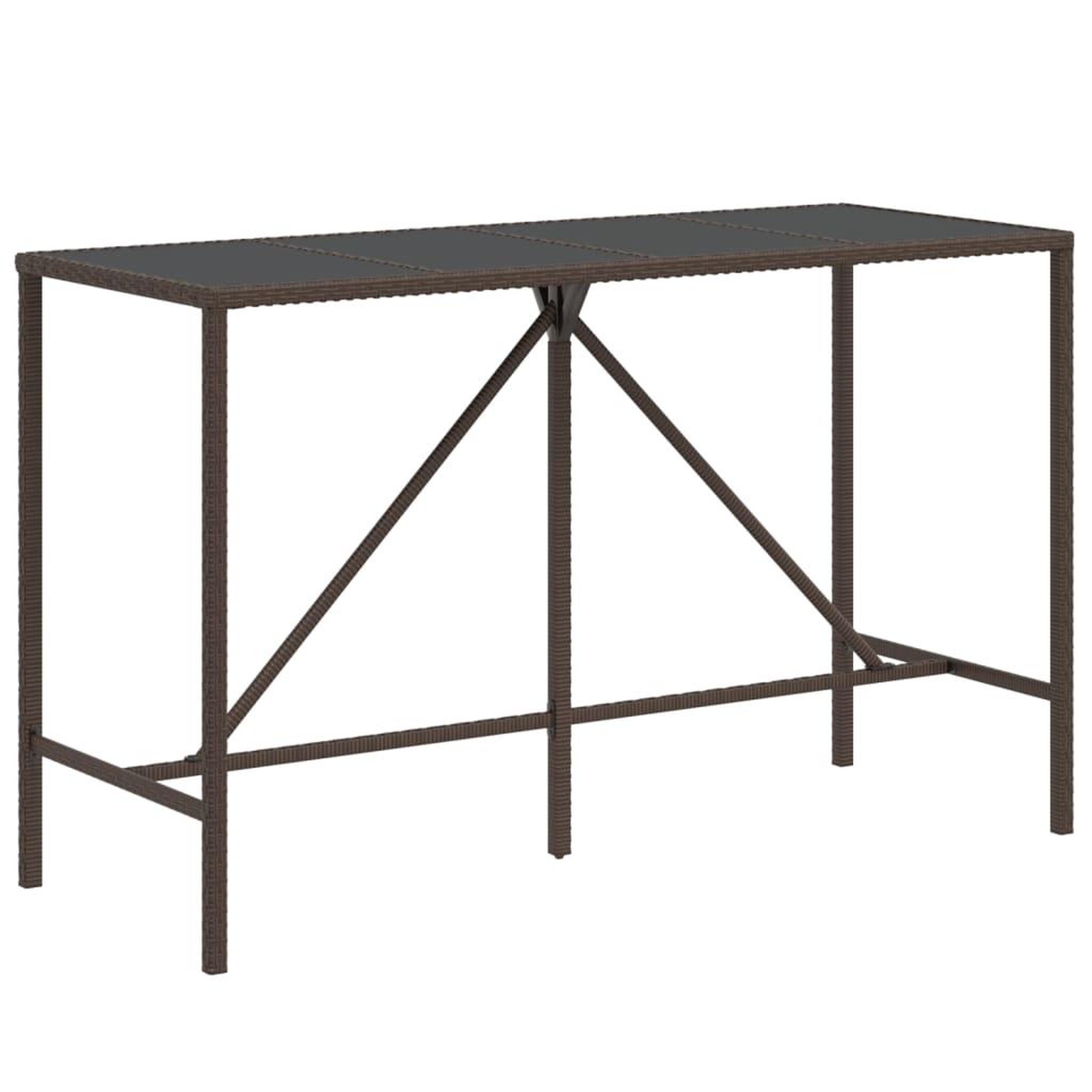 Voir la diapositive 2 : VIDAXL Table de bar et dessus en verre marron 180x70x110 cm poly rotin