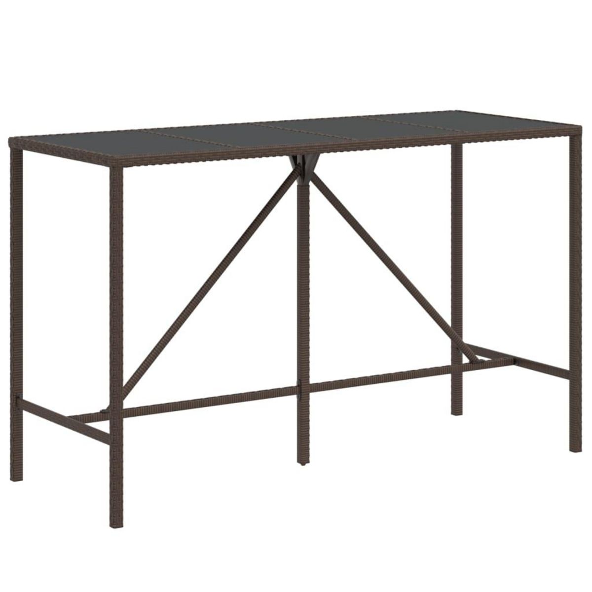 VIDAXL Table de bar et dessus en verre marron 180x70x110 cm poly rotin