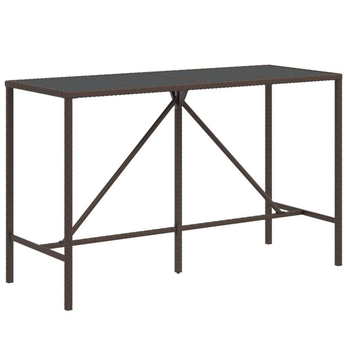 VIDAXL Table de bar et dessus en verre marron 180x70x110 cm poly rotin