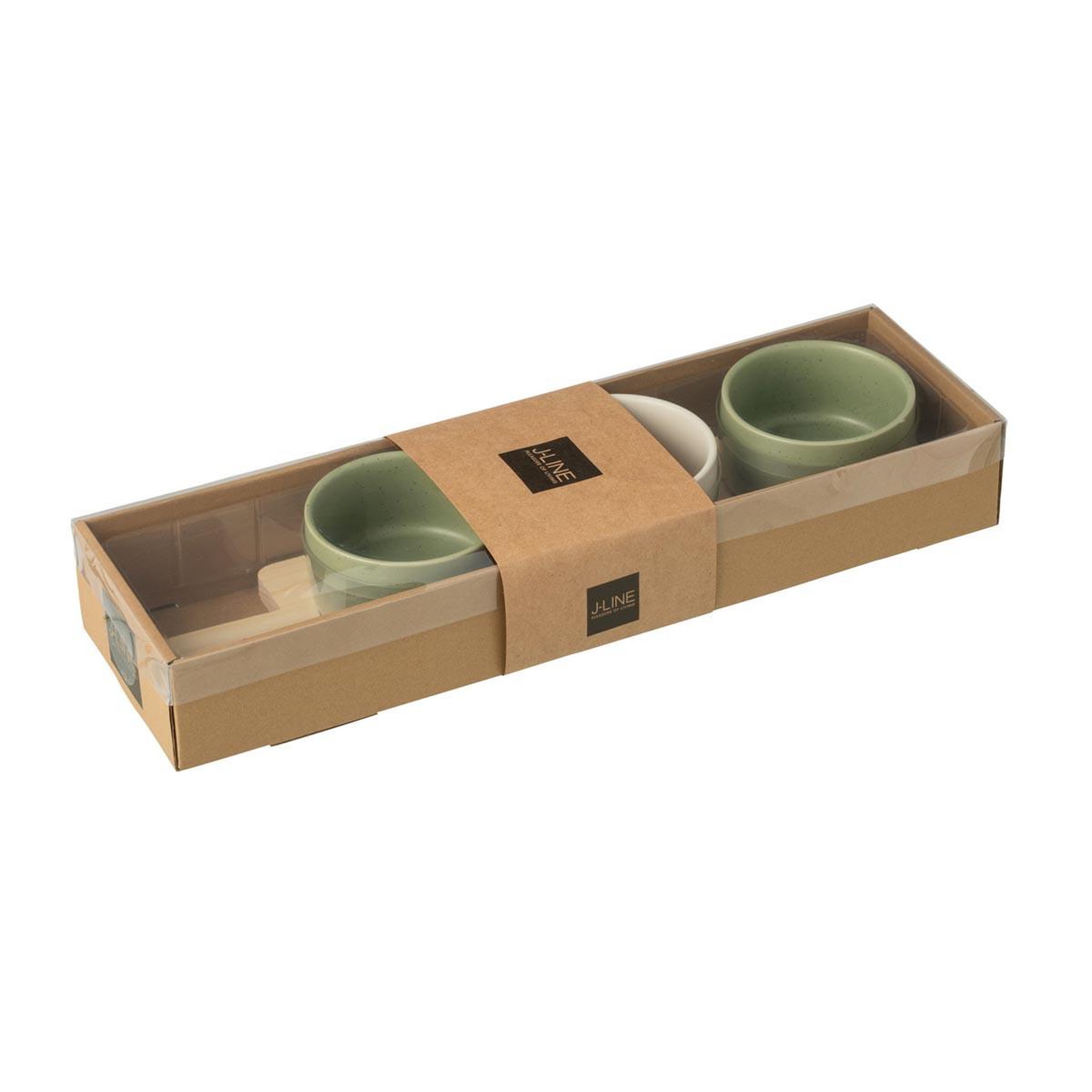 Voir la diapositive 3 : J-LINE Service Apéritif 4 Pièces  Avery  39cm Vert & Blanc