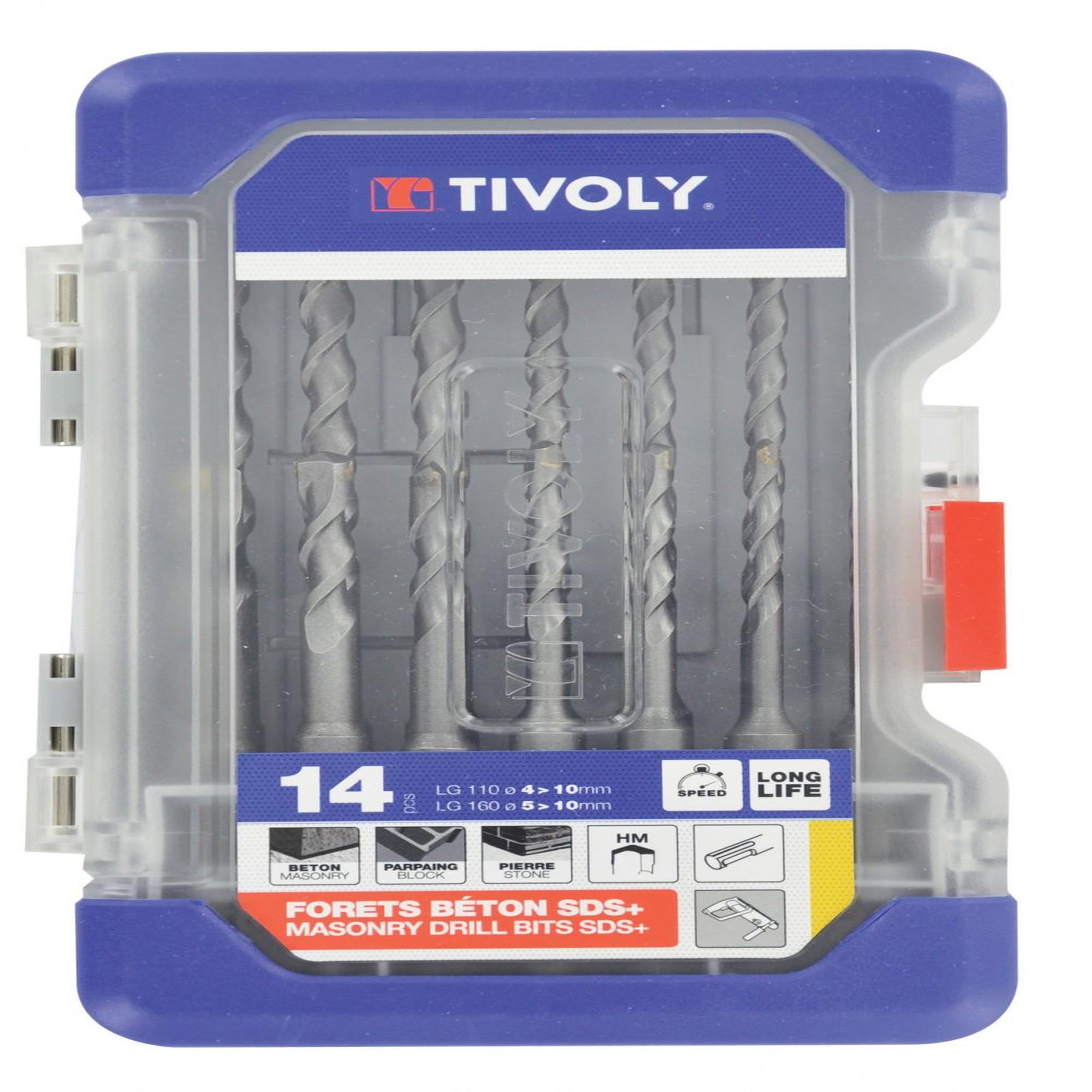 TIVOLY Malette 14 accessoires sds béton, Diam.4 à 10 mm TIVOLY 10904870001