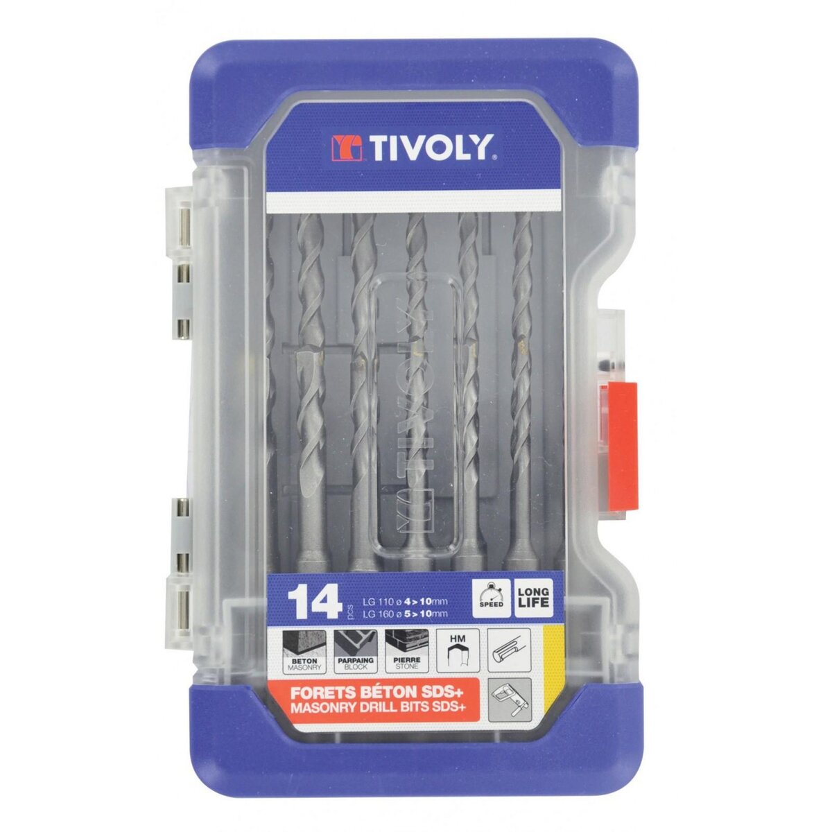TIVOLY Malette 14 accessoires sds béton, Diam.4 à 10 mm TIVOLY 10904870001