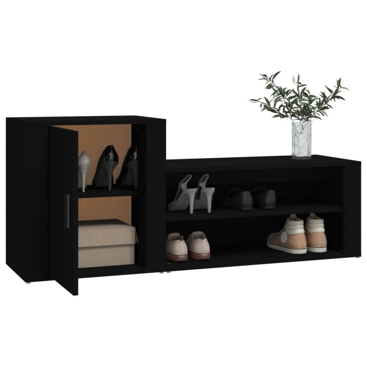 VIDAXL Armoire a chaussures Noir 130x35x54 cm Bois d'ingenierie